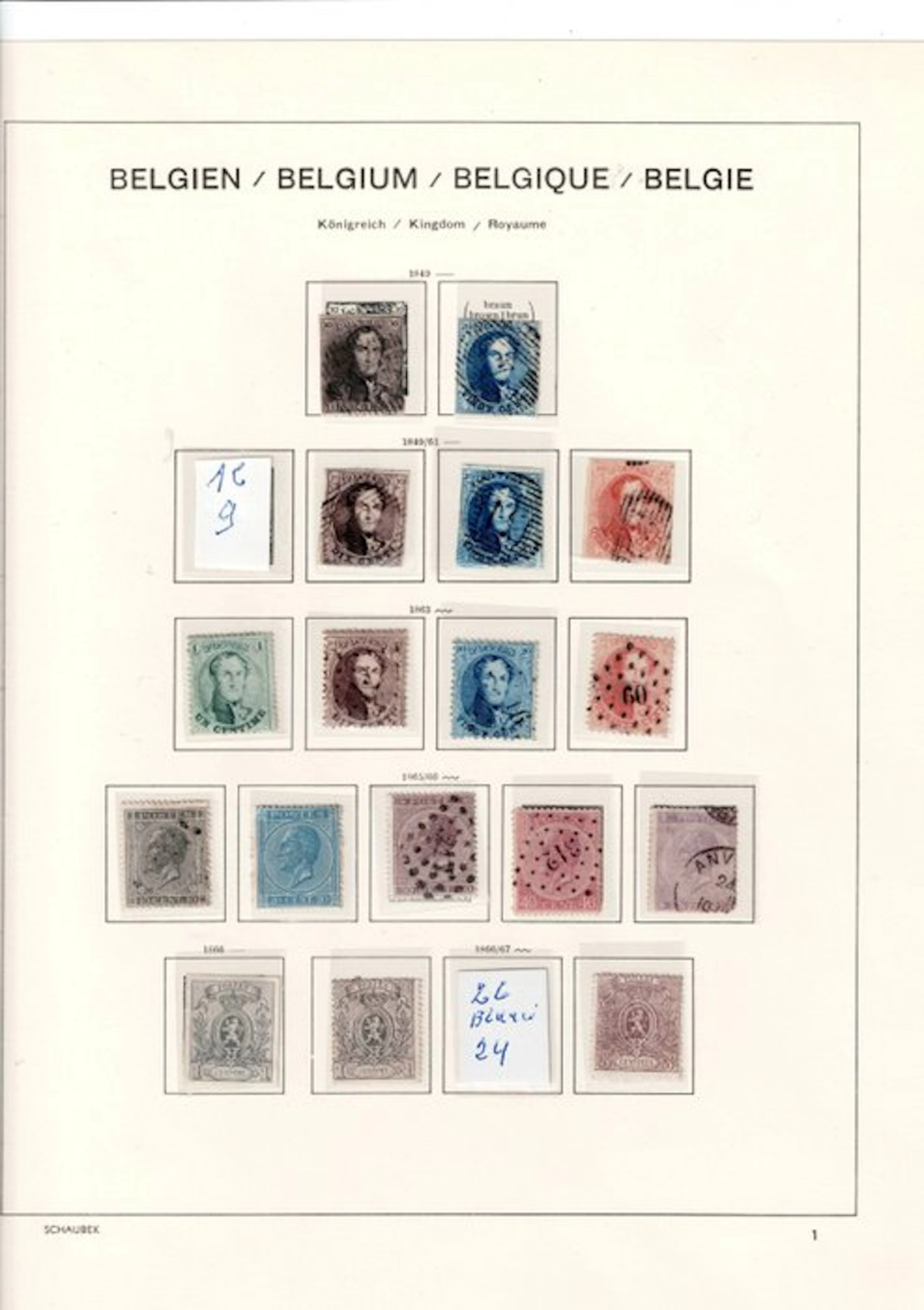 Belgium - YEAR 1849 TO 1867