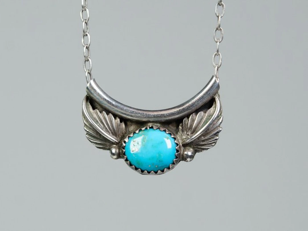 Pendant with Necklace - Turquoise - Navajo - U.S. (No reserve price)