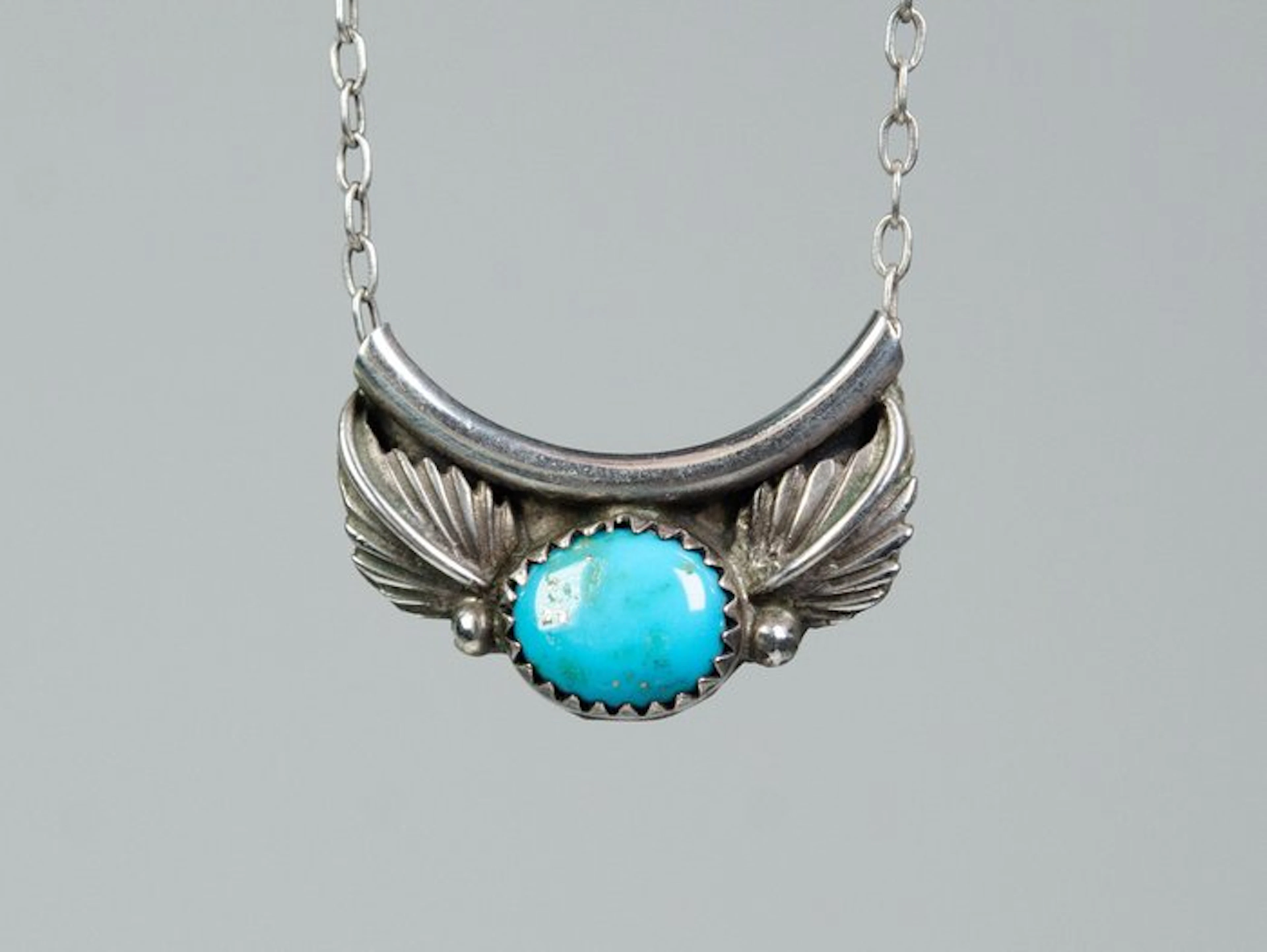Pendant with Necklace - Turquoise - Navajo - U.S. (No reserve price)