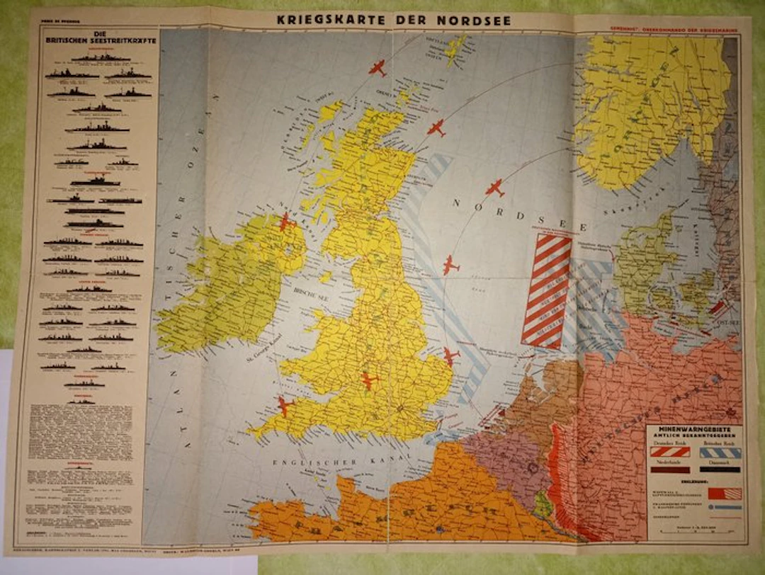 Germany - Germany; Freisler - Kriegskarte der Nordsee - 1940