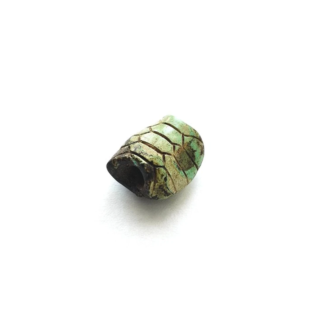 Ancient Chinese Turquoise XS Turtle Shell Bead Talisman - 17 mm