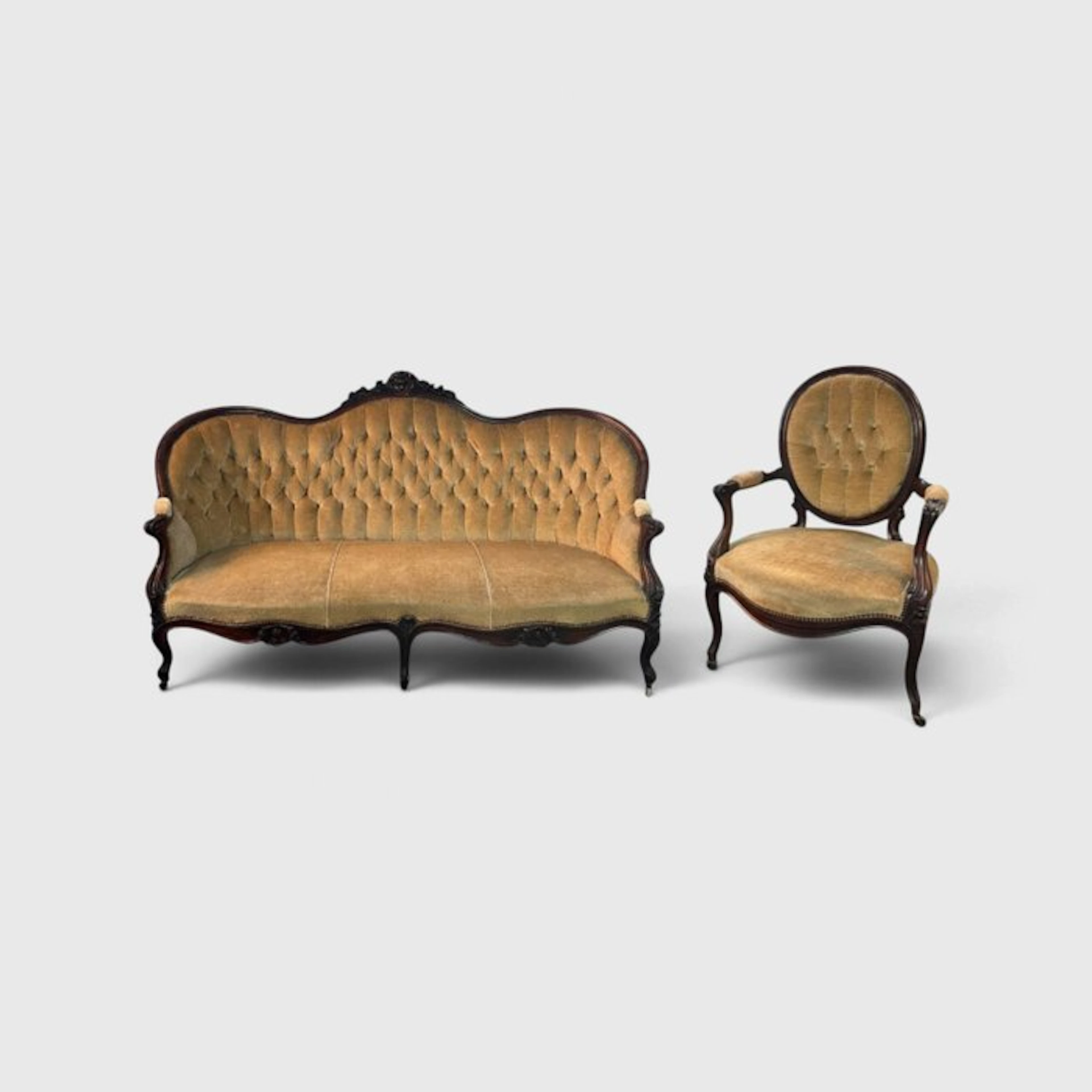 Bench - Wood - Victorian sofa and chair