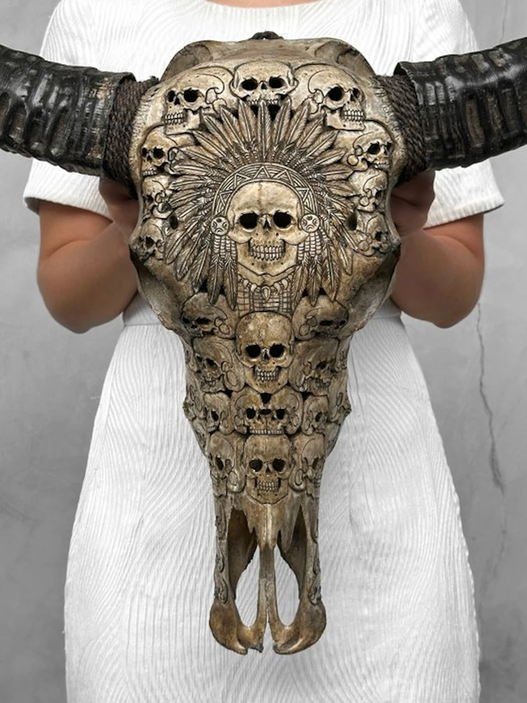 NO RESERVE PRICE - C - Large Authentic Brown Carved Water...