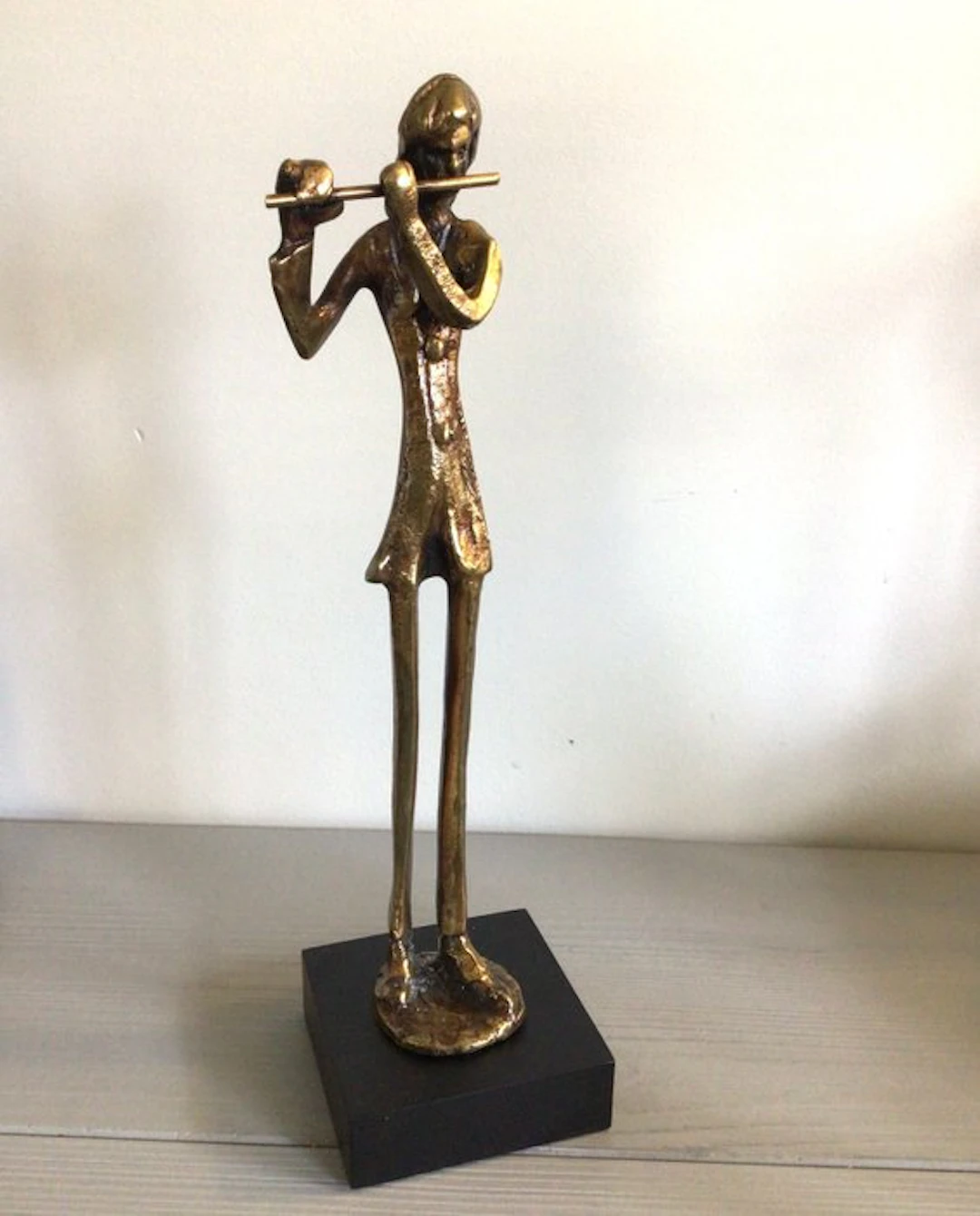 Sculpture, “ De Fluitist “ - 28 cm - bronze (gilded)