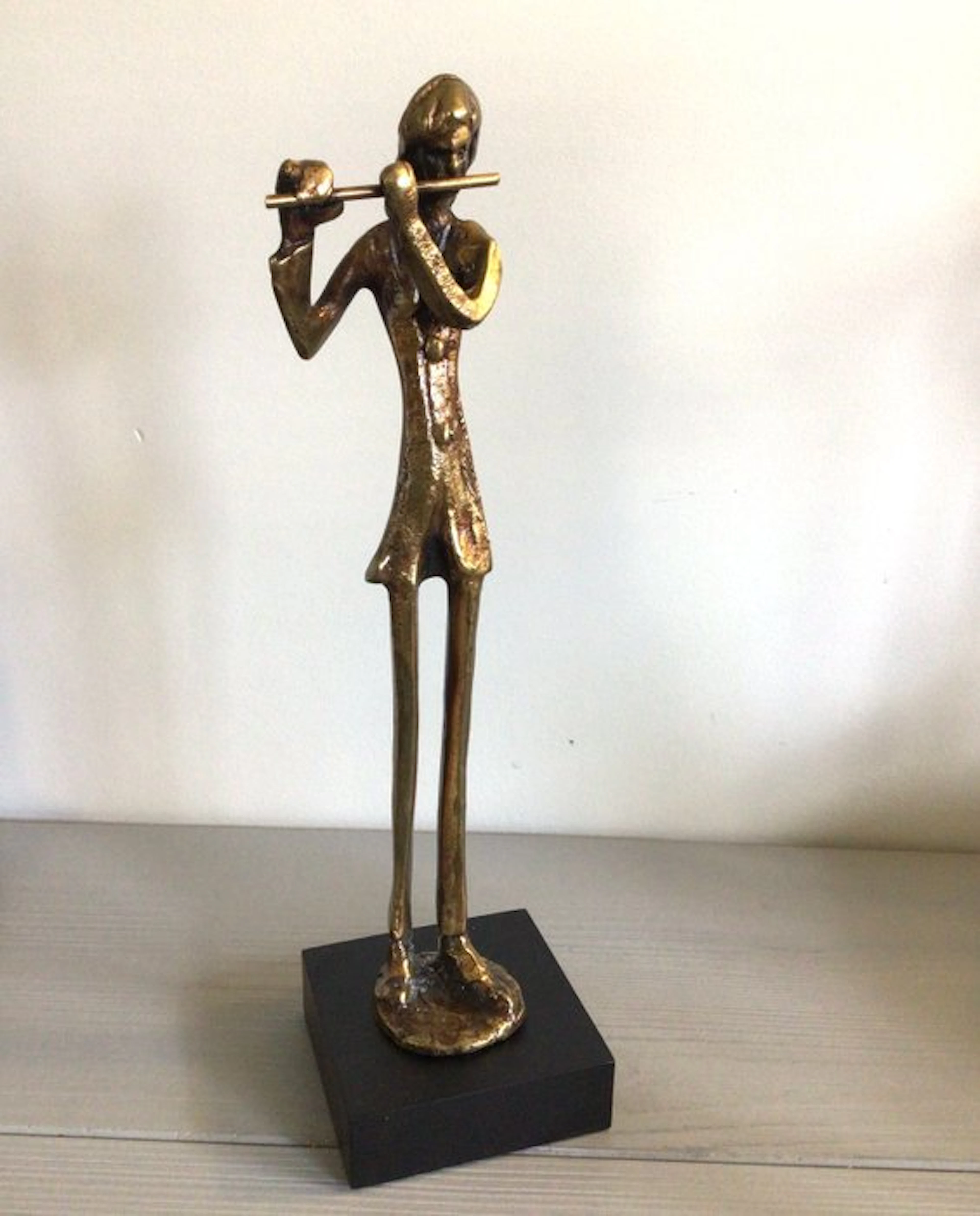 Sculpture, “ De Fluitist “ - 28 cm - bronze (gilded)
