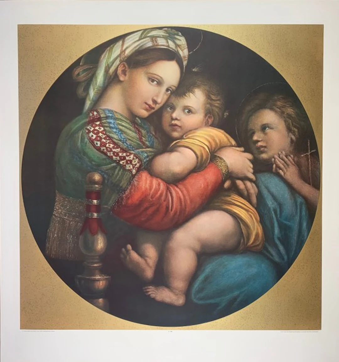 Raffael - Madonna della Sedia - Rare Antiquarian Collotype - 90 x 85 cm