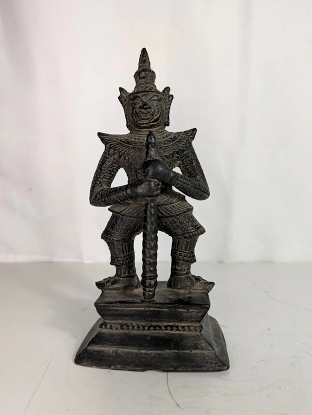 Thai Yaksha temple guardian with sword – Bronze –...