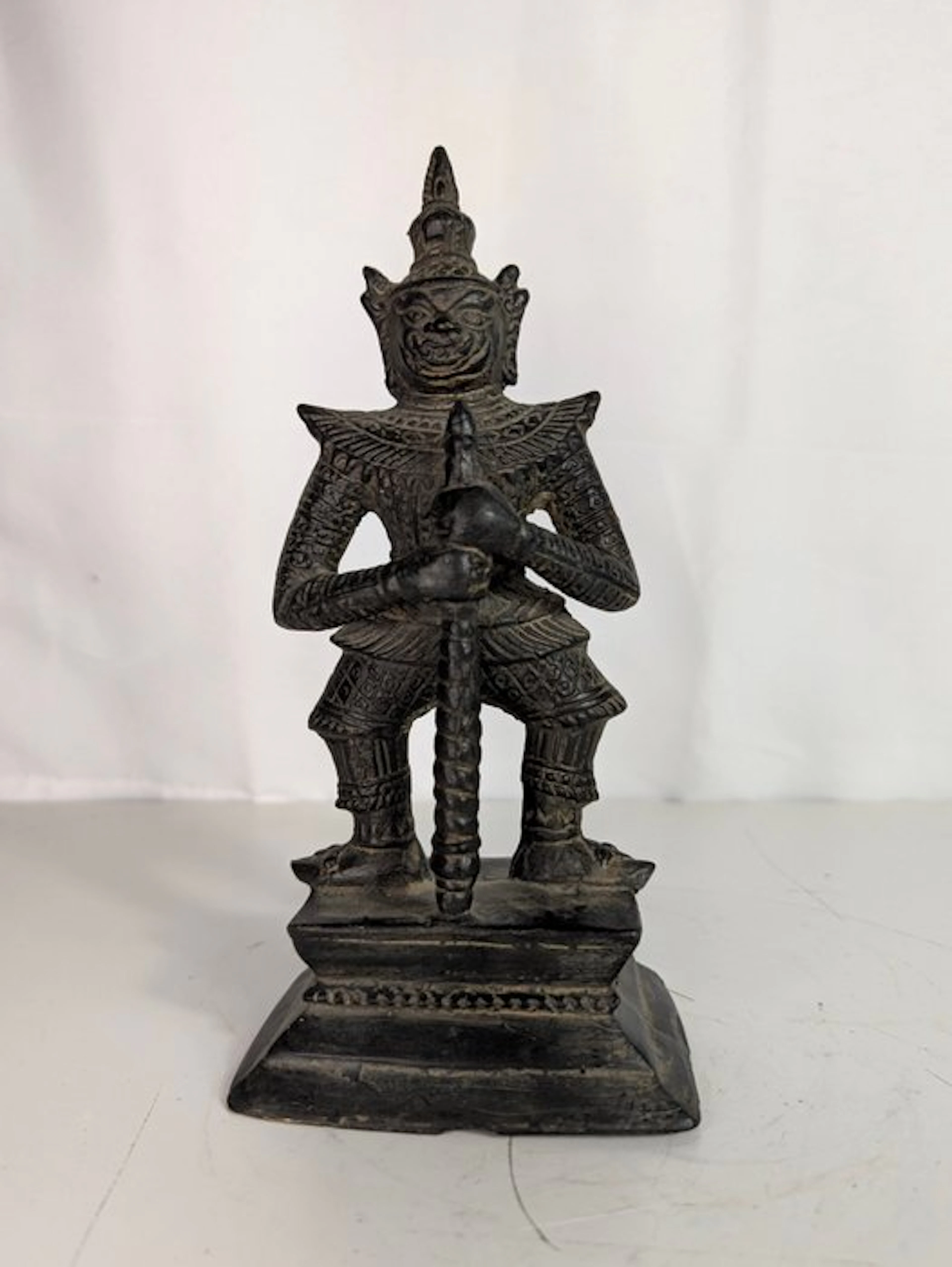 Thai Yaksha temple guardian with sword – Bronze –...