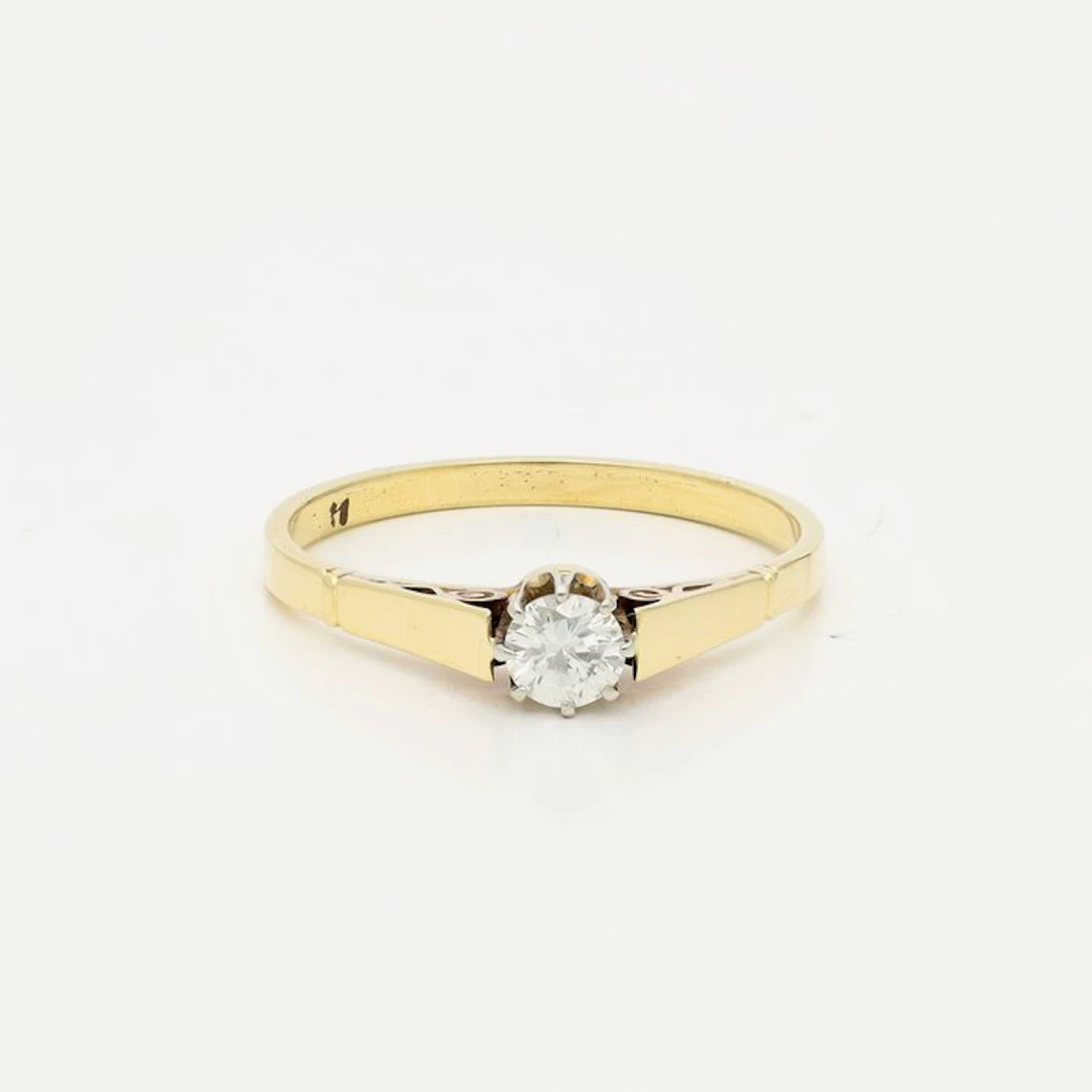 Ring - 14 kt. Yellow gold - 0.25ct. tw. Diamond (Natural)