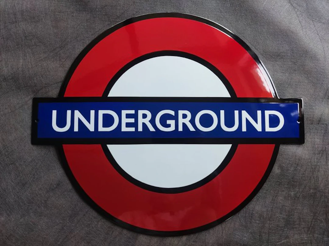 Underground - enamel sign Underground Metro U-Bahn subway...