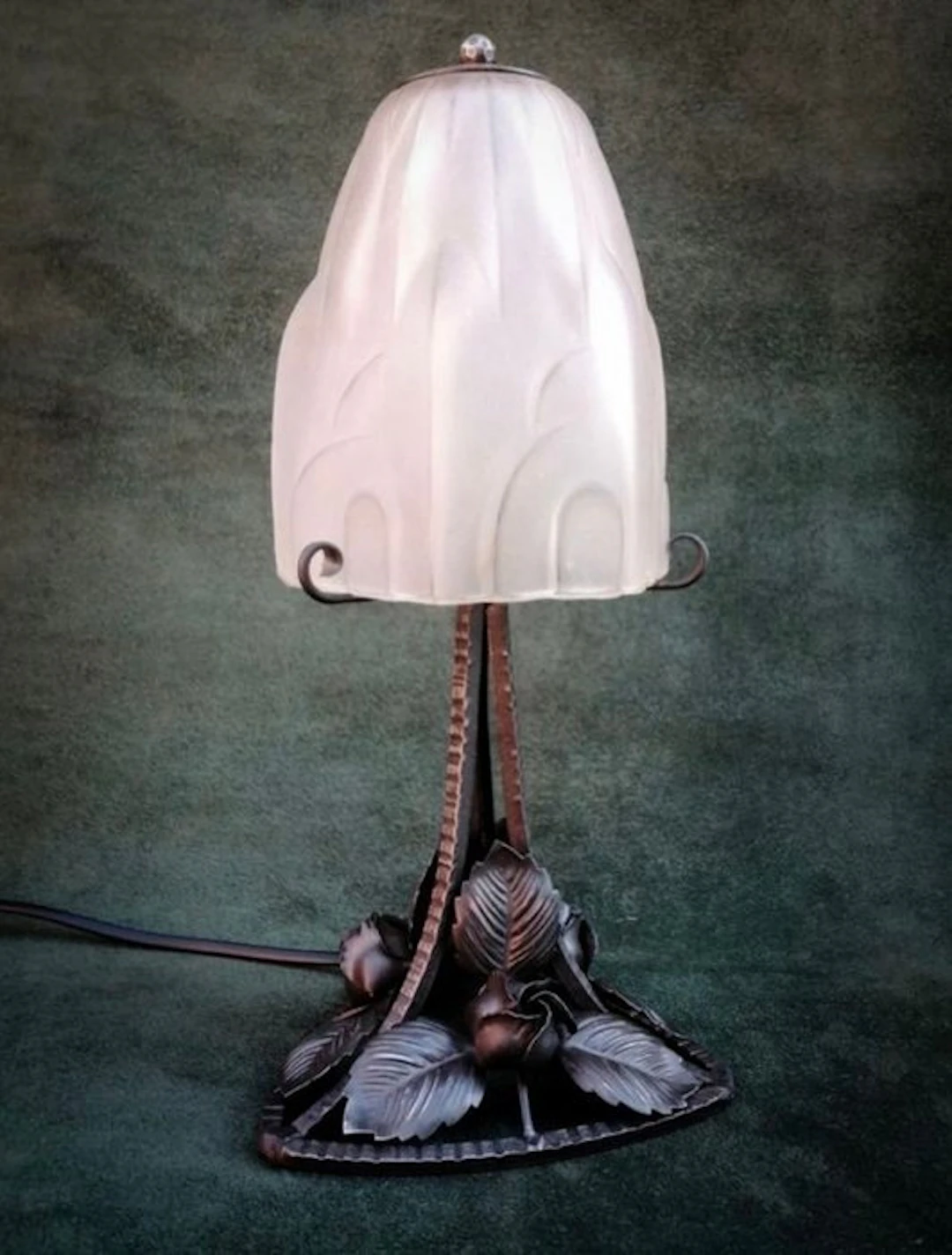 Bedside table lamp - Glass, Iron - Attributed to Degué