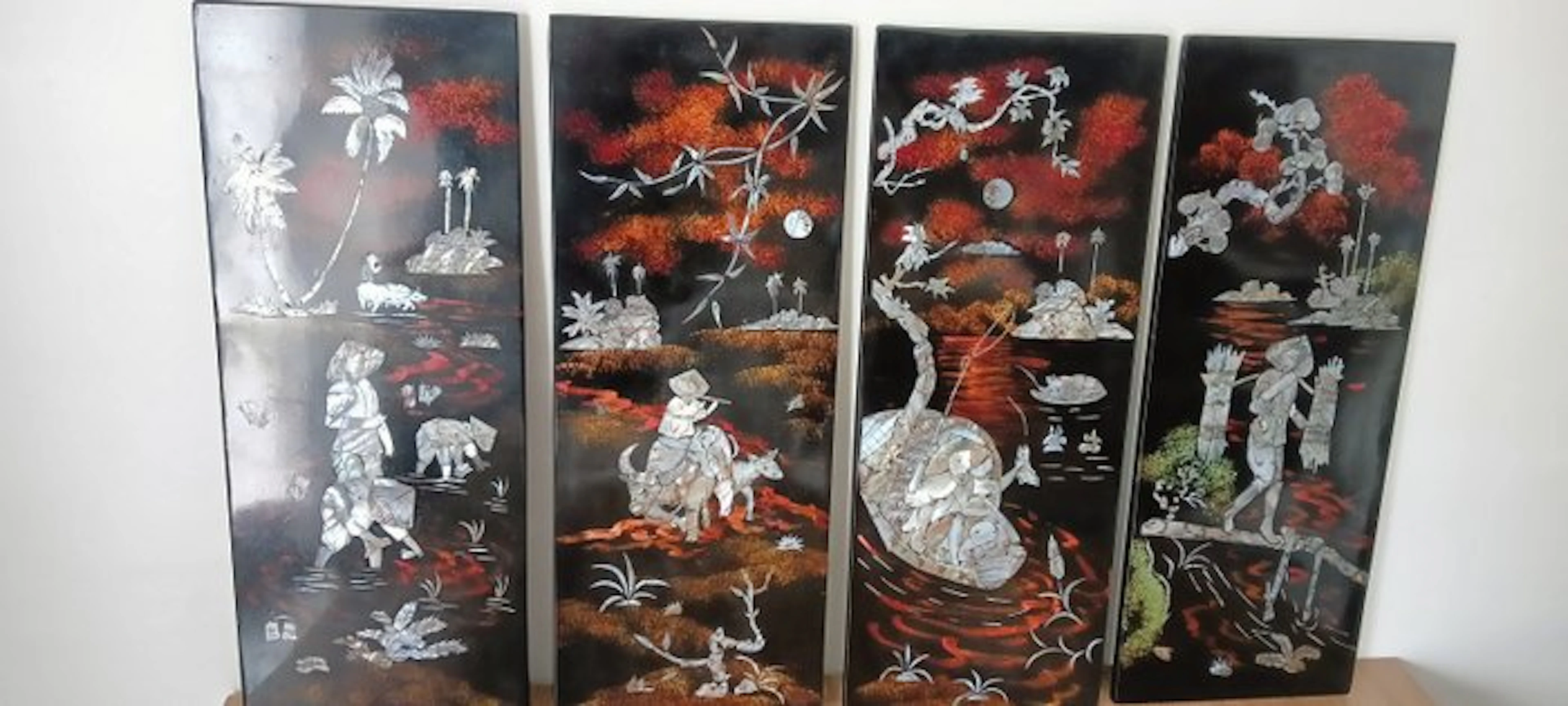 A scene of Vietnamese rural and river life (set of 4...