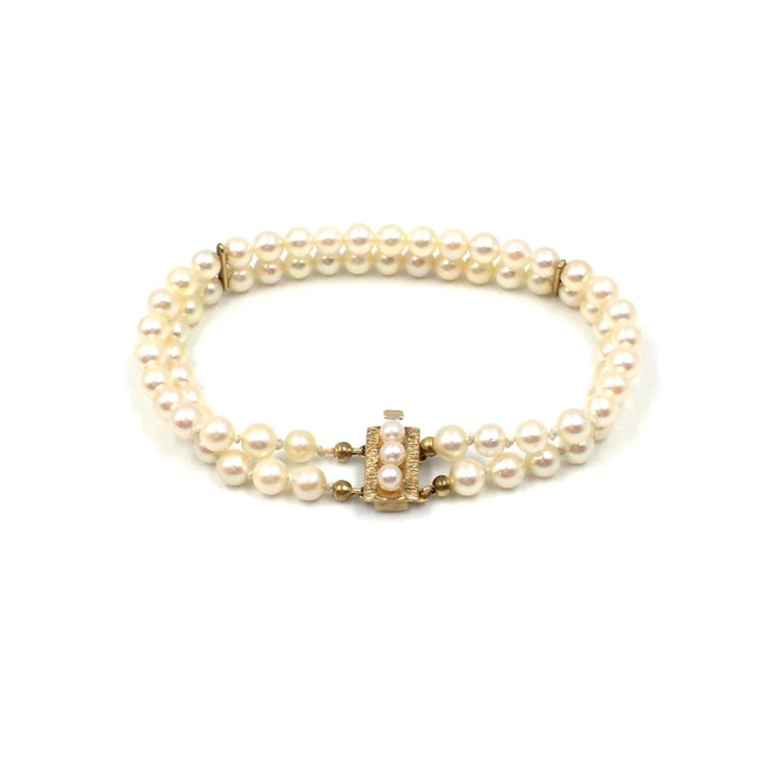 No reserve price - Bracelet Silver, Gold-plated Pearl - 835 - 18.5cm