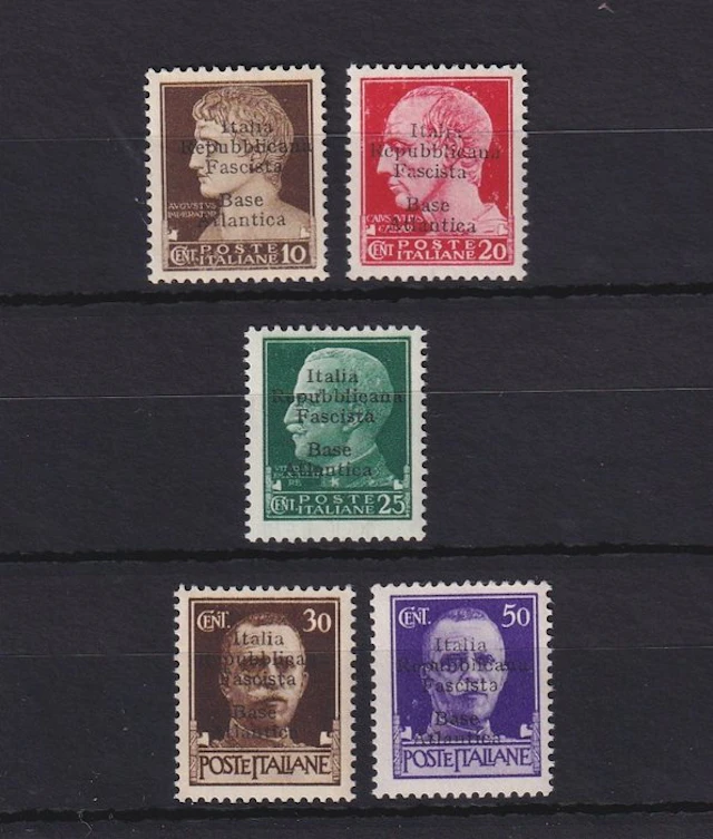 France 1943/1944 - base navale italienne de bordeaux - Yvert n°1,3,4,11 et 12