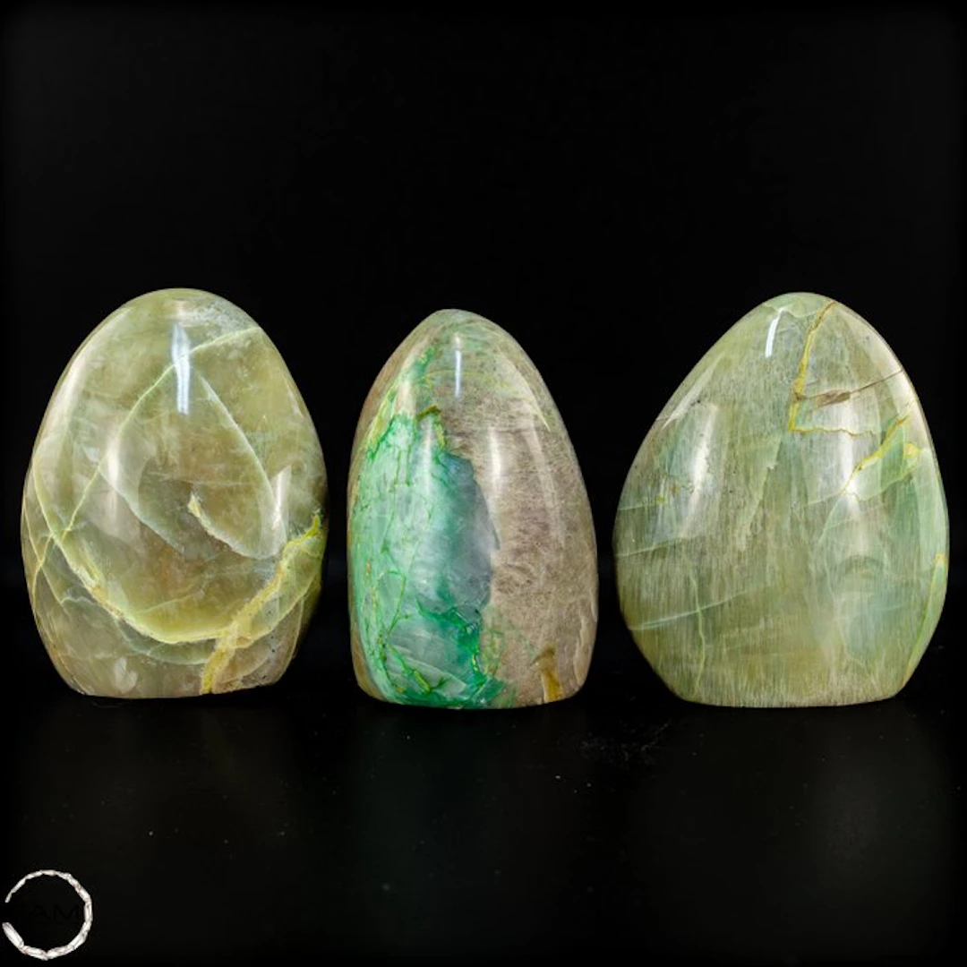 Grüner Mondstein Freiform-Set – Zeitlose Eleganz in...