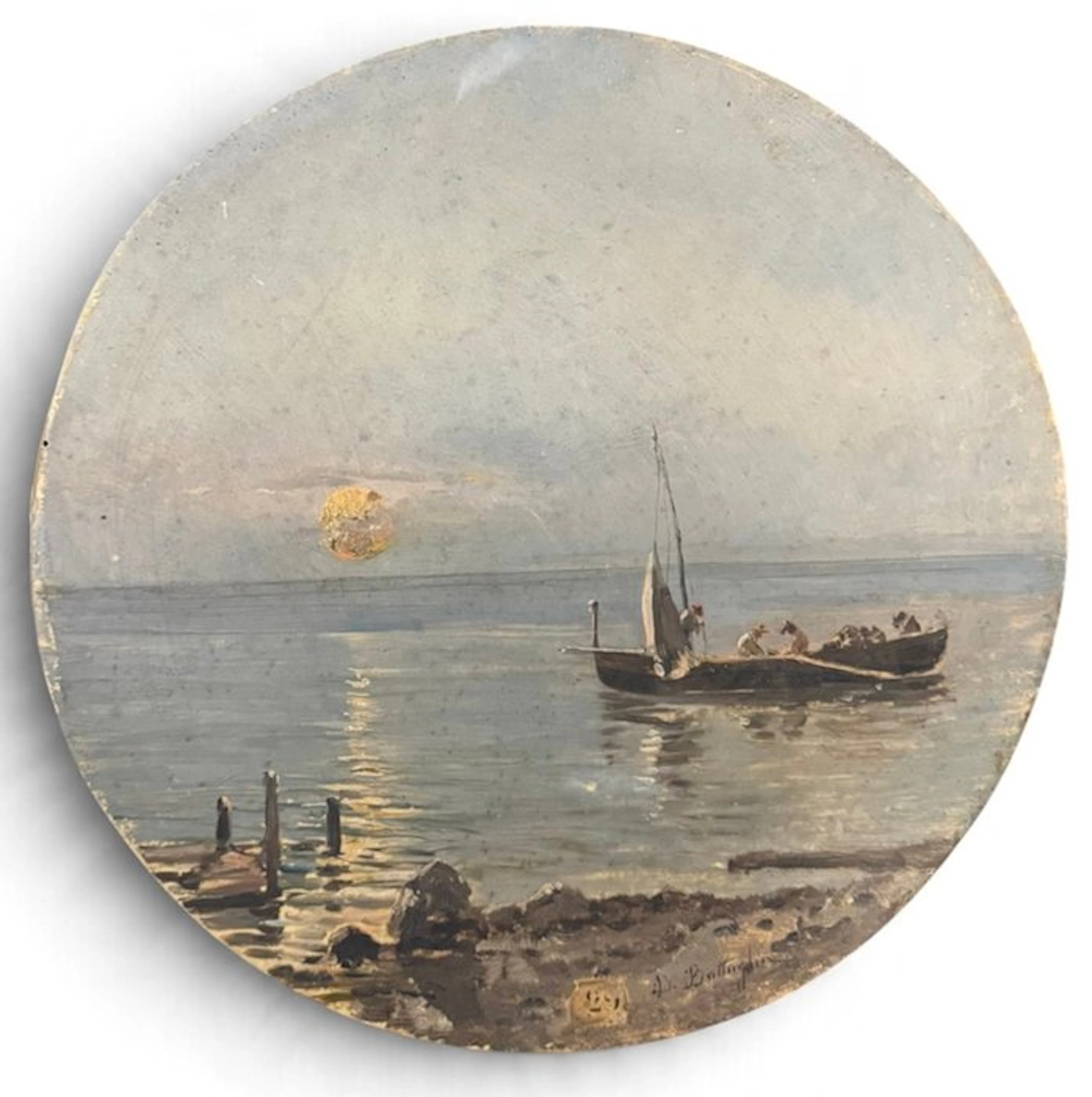 Domenico Battaglia (1842-1904) - Marina con Pescatori