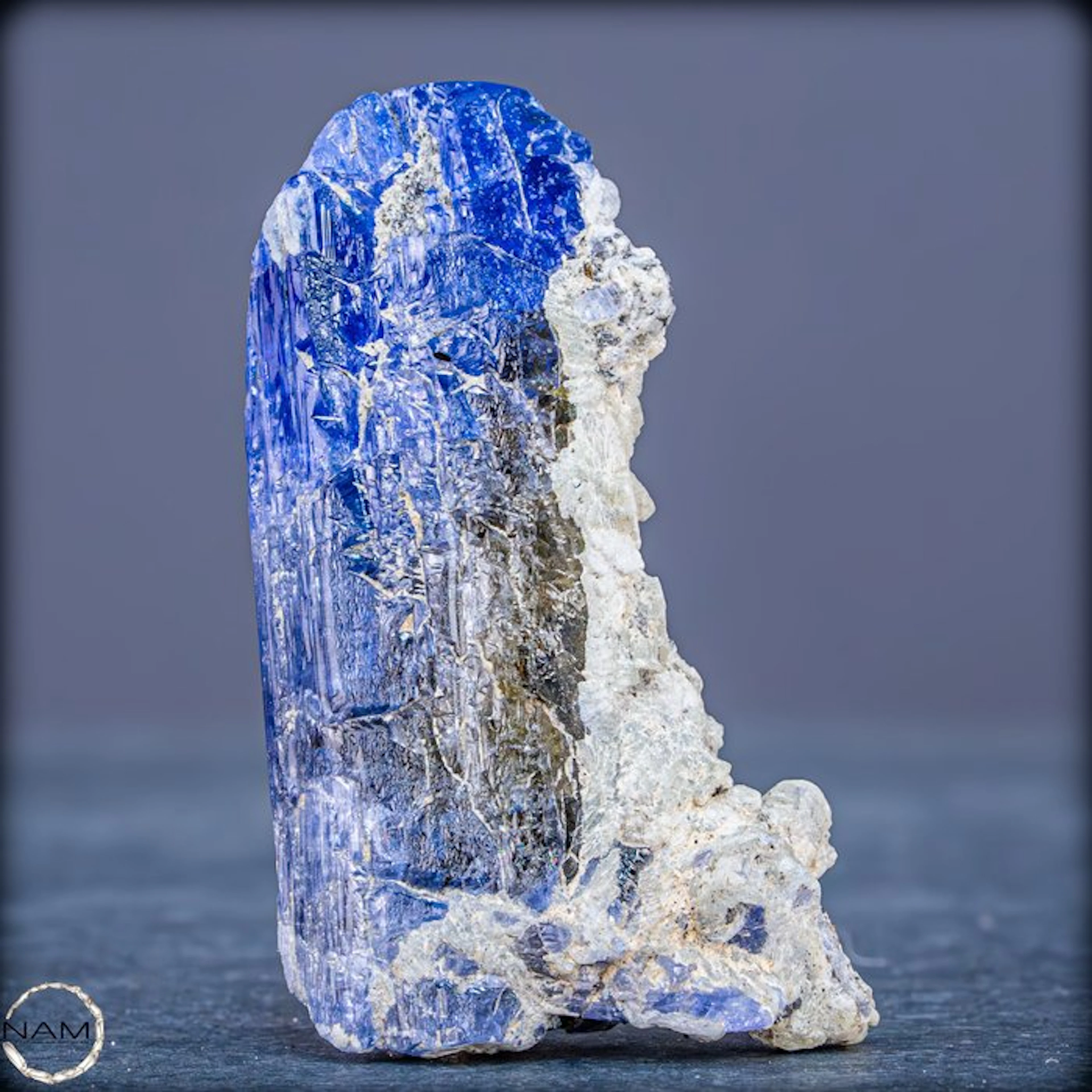 Natural Tanzanite on matrix with pyrite - Intense...