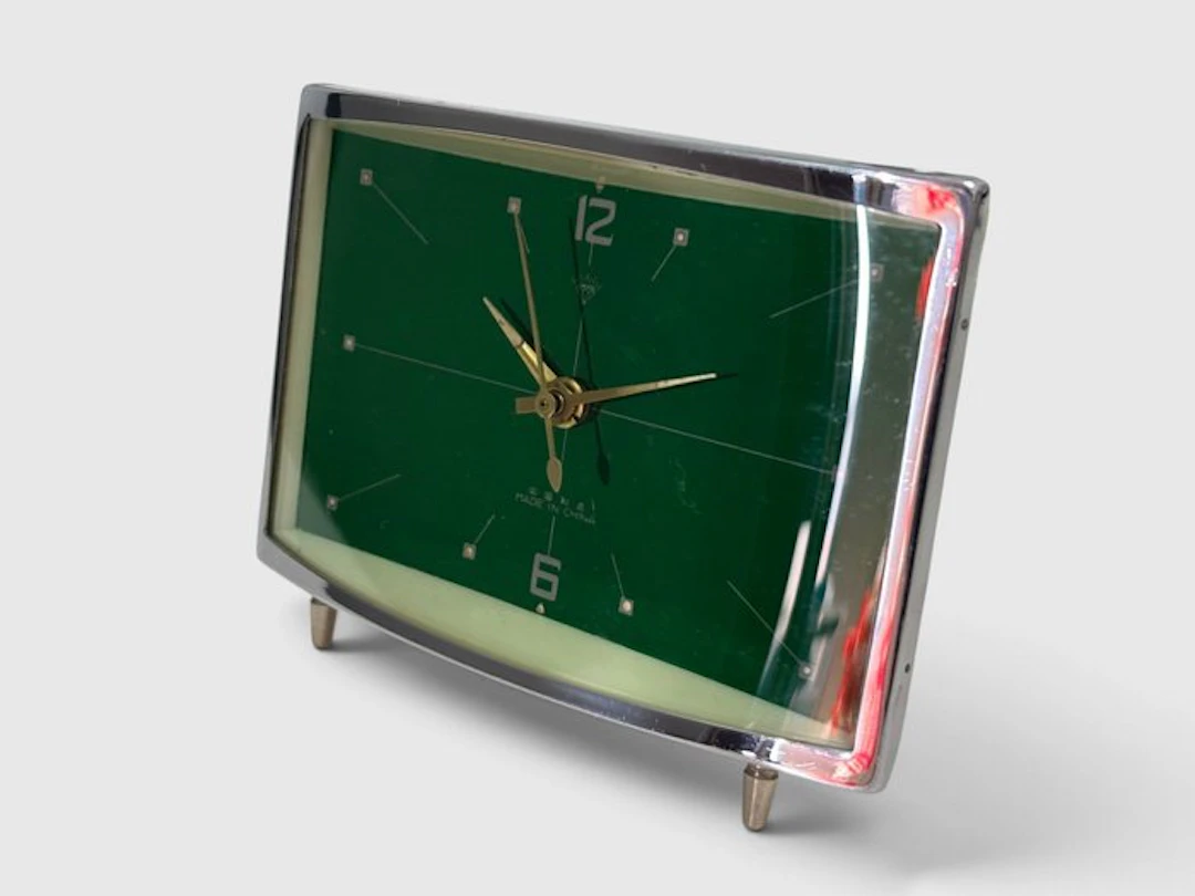 Desk clock - Diamond 菱形 – 1973 Space Age Mechanical Clock...