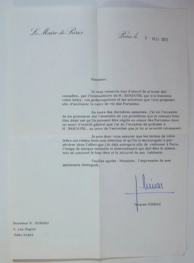 Jacques Chirac - Jacques Chirac - René Barjavel - Lettre...
