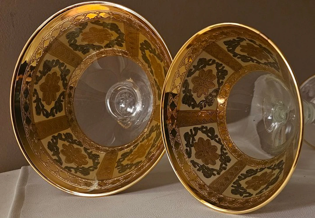 cristalleria italiana - Goblet (2) - full gold giants celebratory cups - Gold