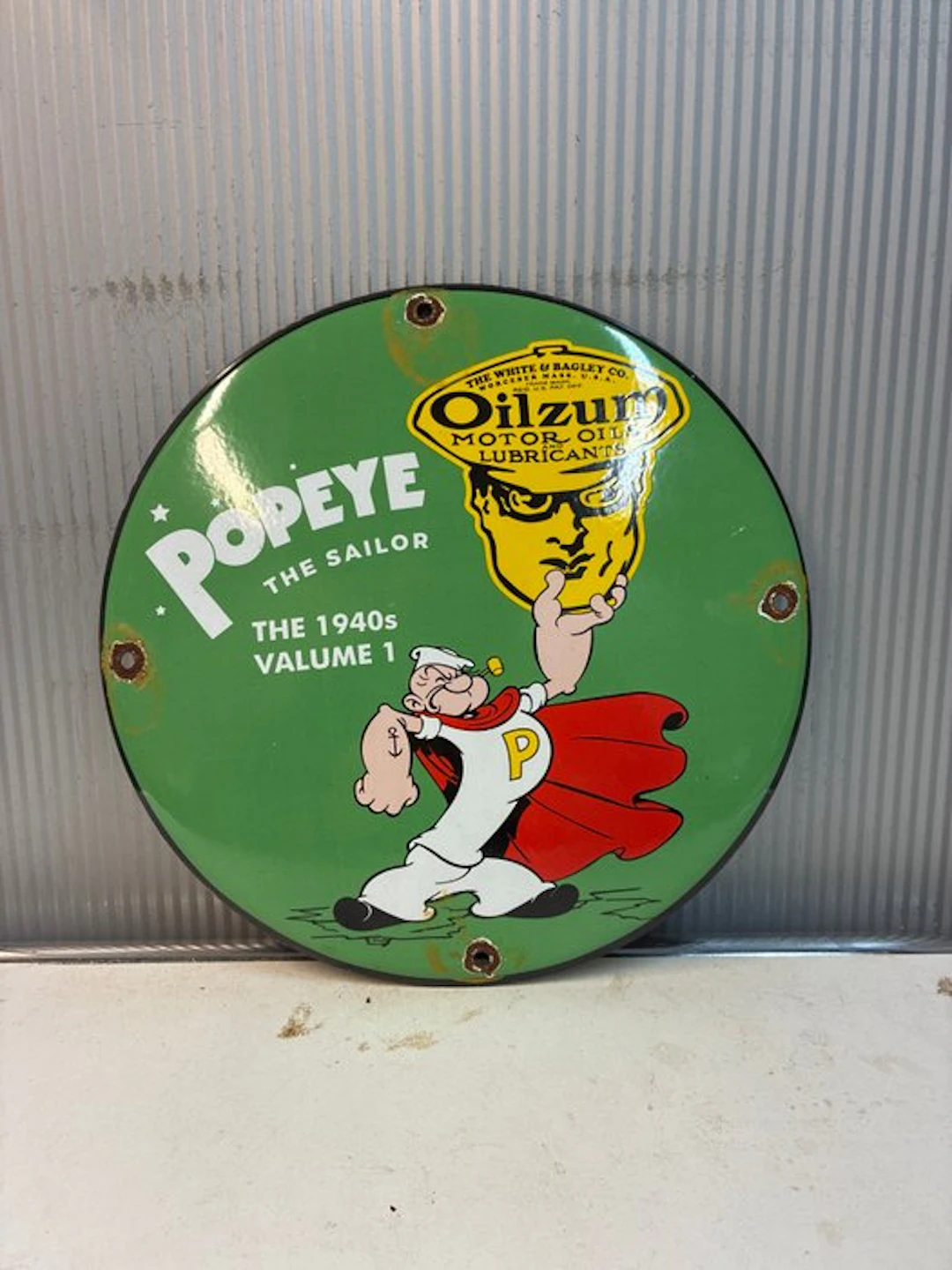 Oilzum – Enamel advertising board – Popeye variant –...