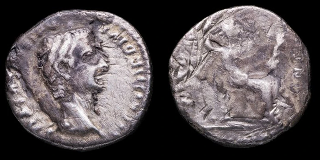 Roman Empire. Tiberius (AD 14-37). Denarius PONTIF MAXIM (No reserve price)