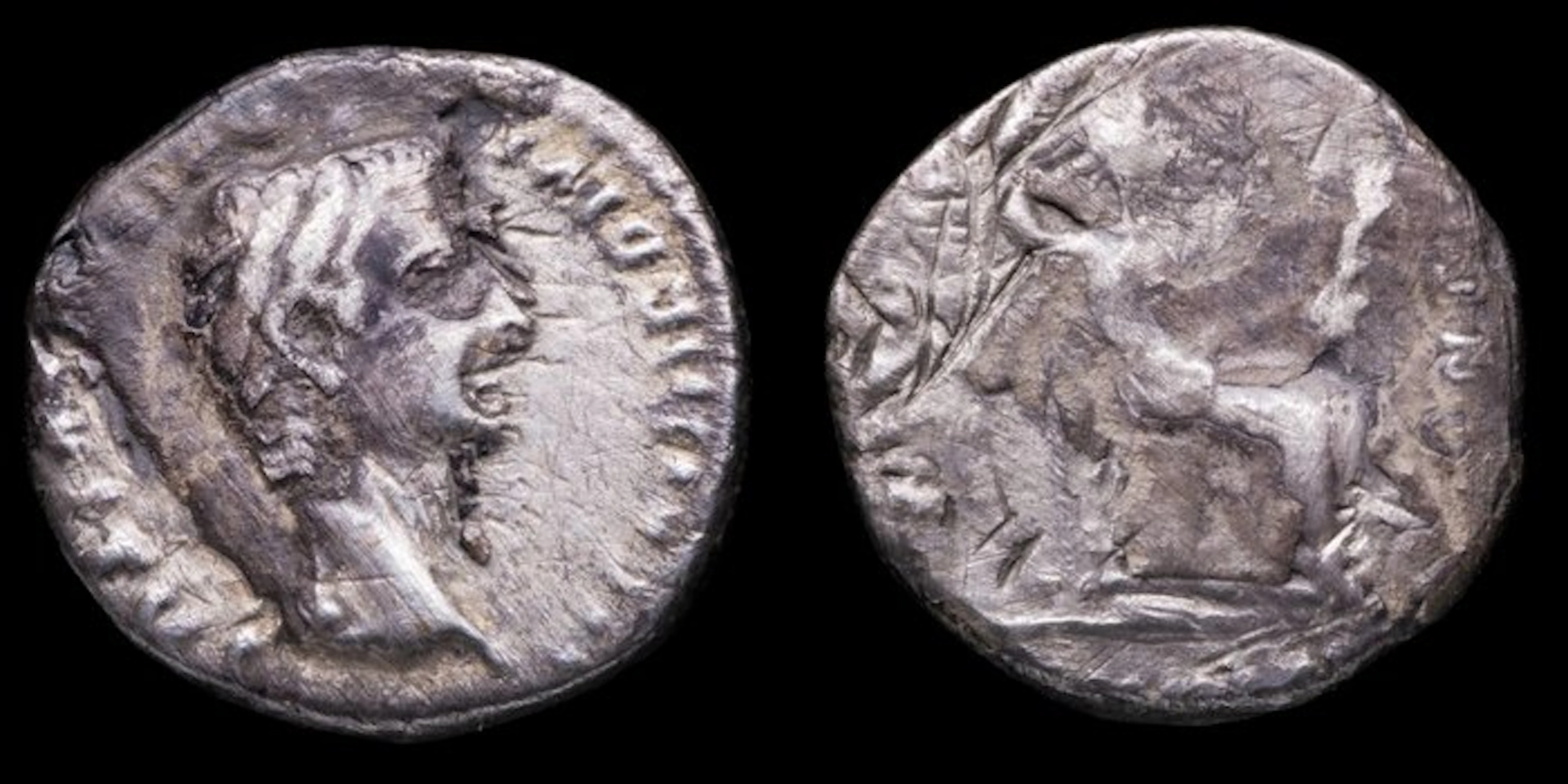 Roman Empire. Tiberius (AD 14-37). Denarius PONTIF MAXIM (No reserve price)