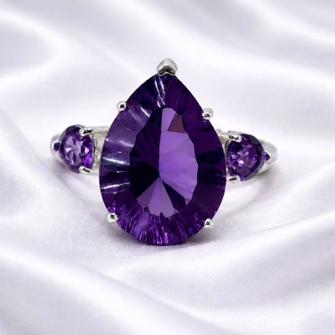 No reserve price - Ring Gold-plated Amethyst - 18 kt Gold Plated