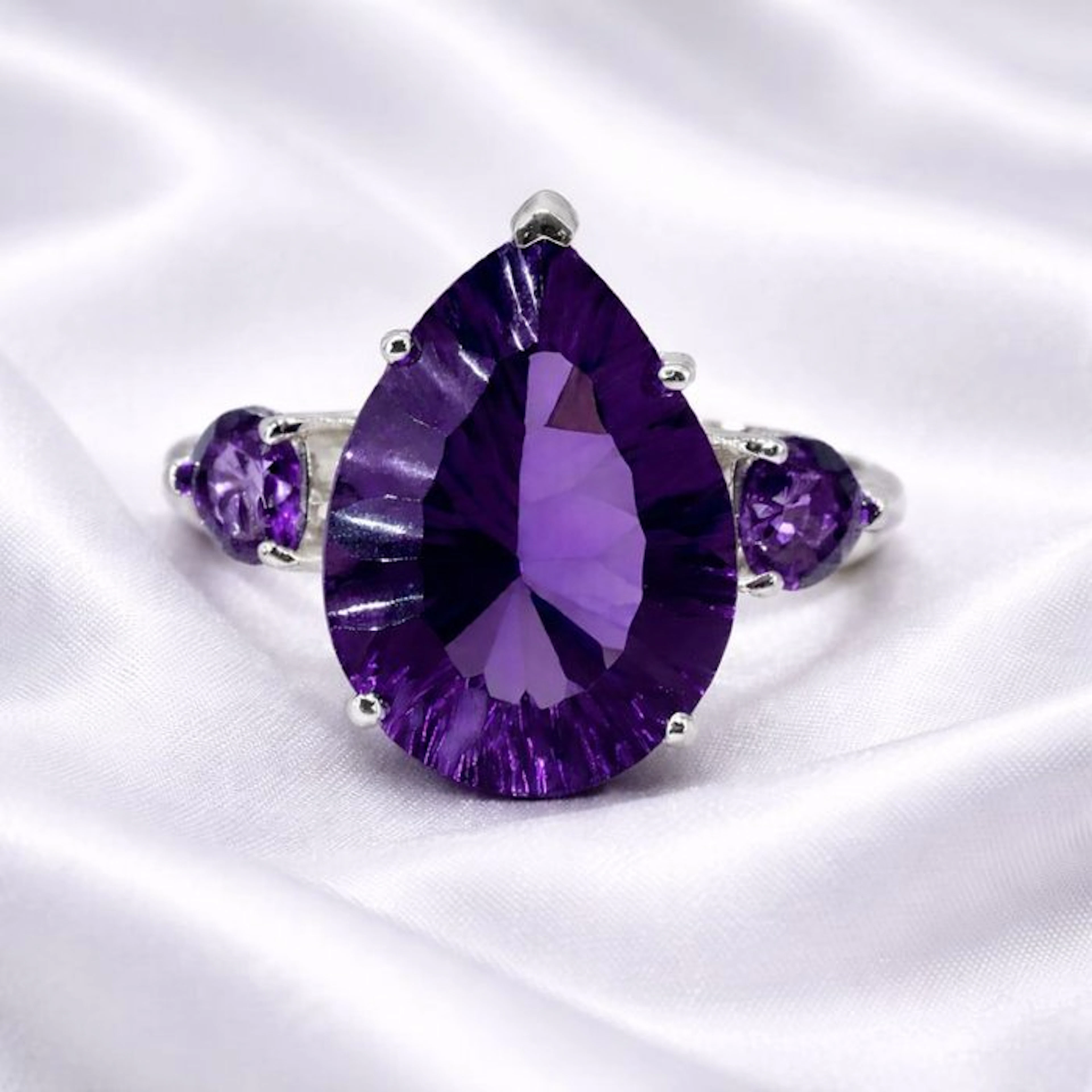 No reserve price - Ring Gold-plated Amethyst - 18 kt Gold Plated
