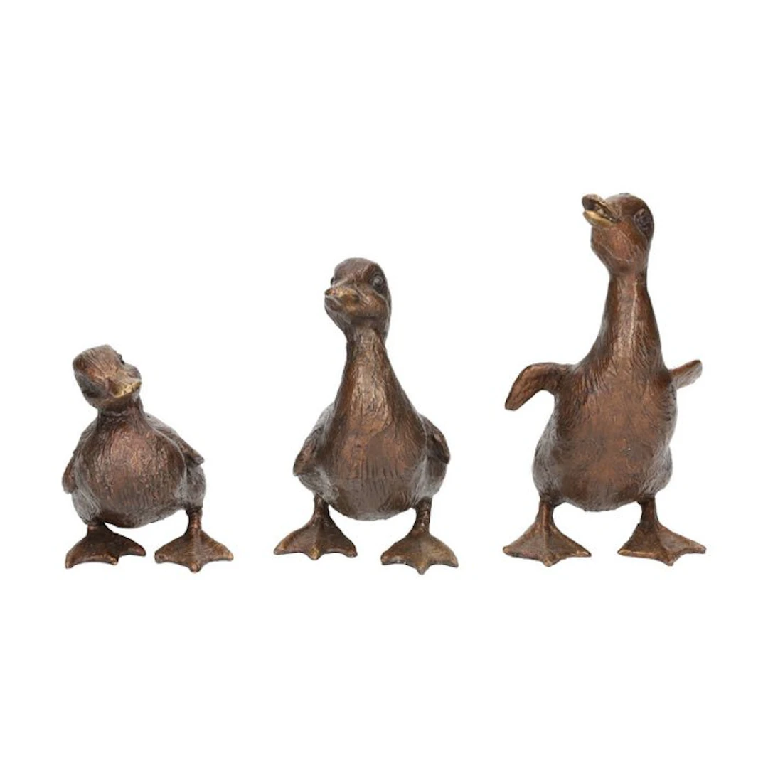 Figurine - Charming Trio of Bronze Ducks (3) - Bronze