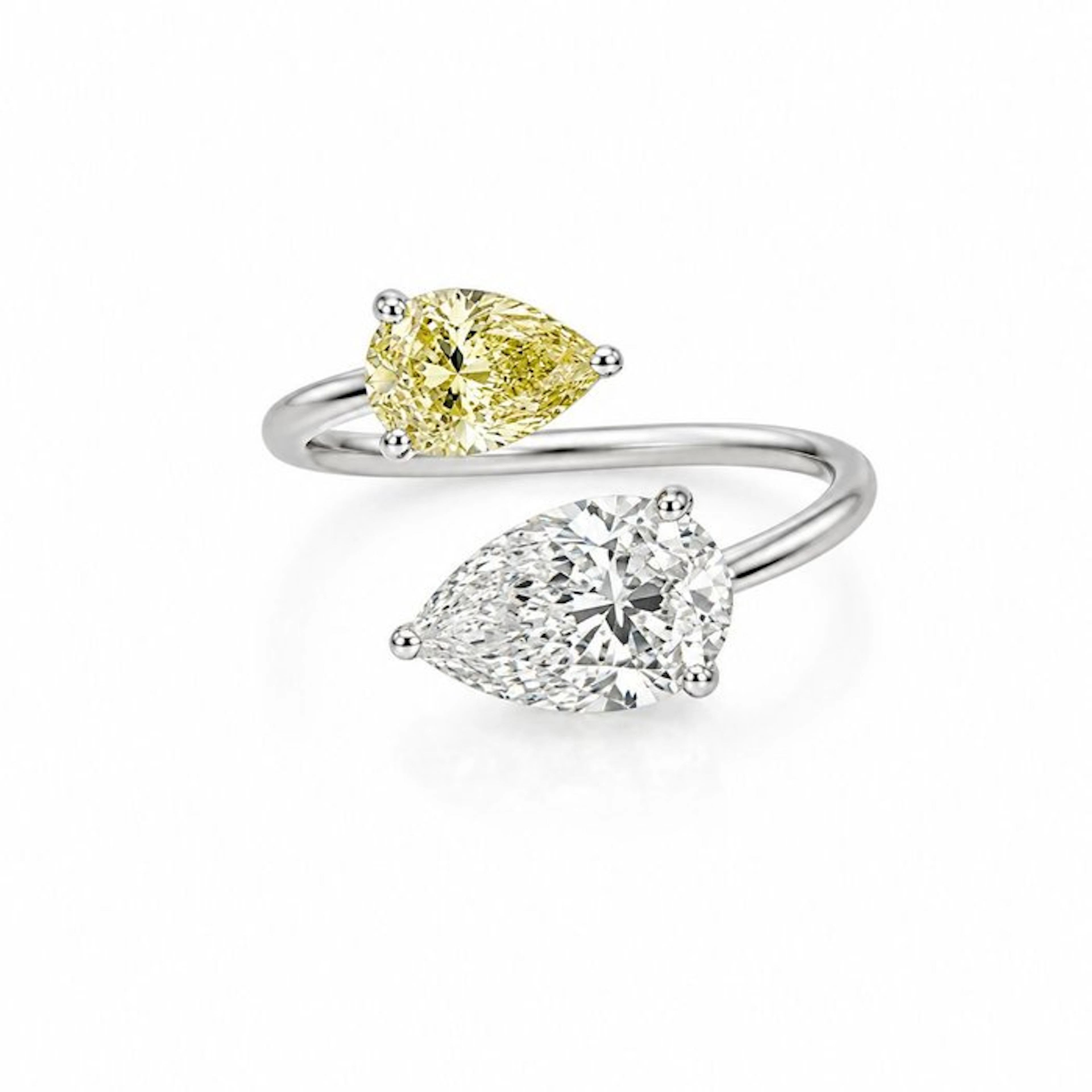 Ring - 14 kt. White gold - 4.05ct. tw. Diamond (Lab-grown) - Diamond