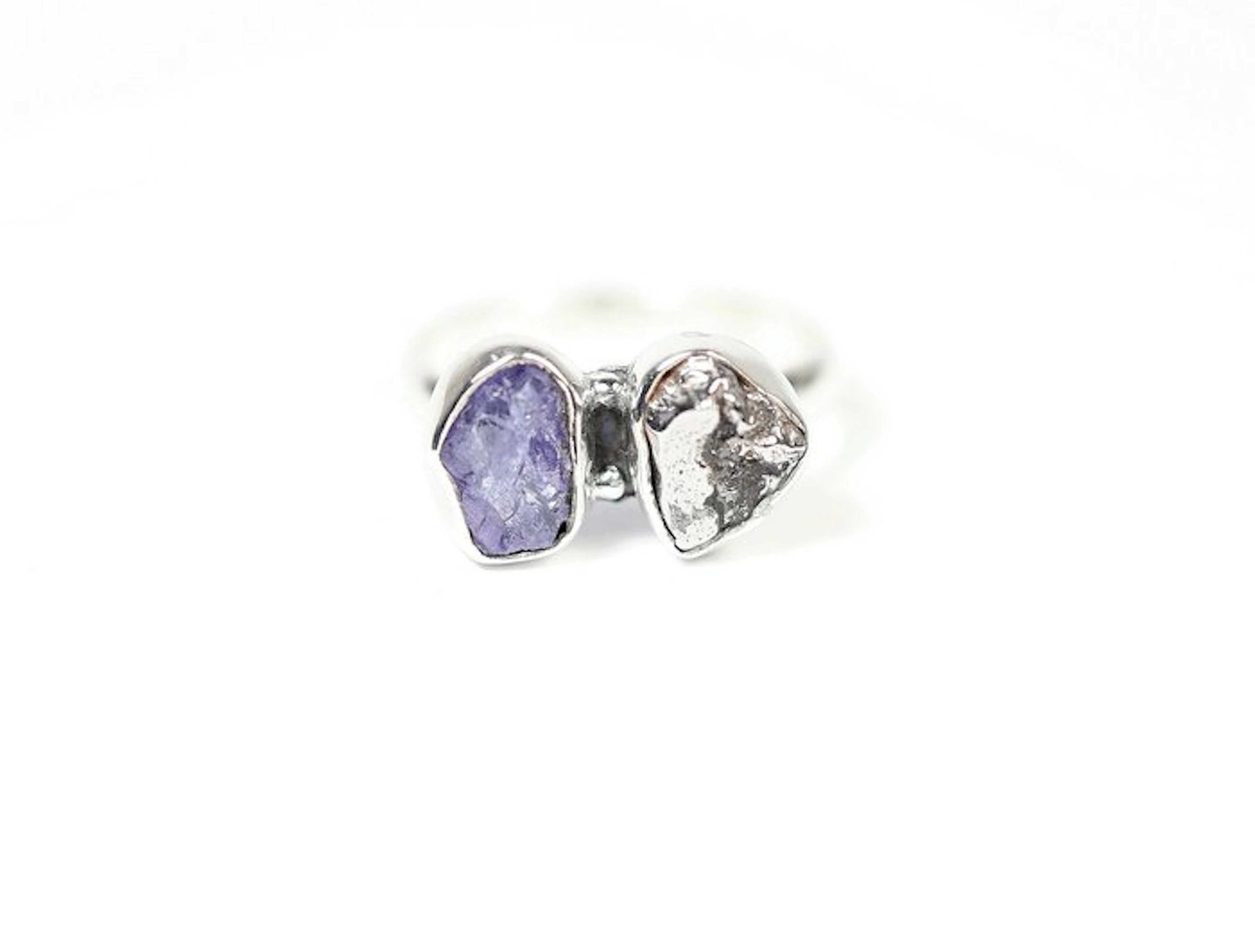 Tanzanite Ring / Campo del Cielo Meteorite Ring / raw / new- 4.04 g - (1)