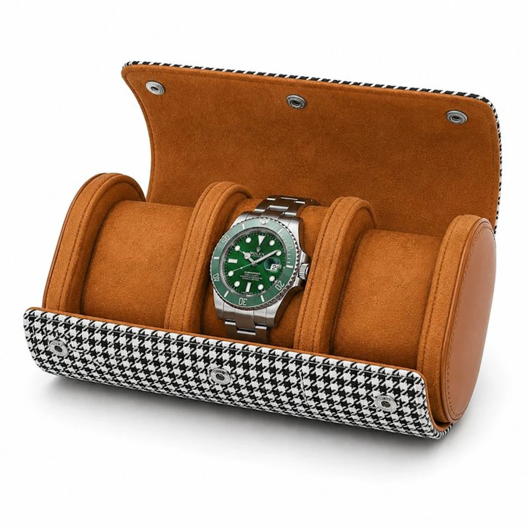Luxury Pepita Watch Roll – Houndstooth Pattern – Travel...