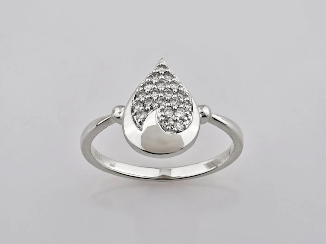 Ring - 14 kt. White gold - 0.22ct. tw. Diamond (Natural)