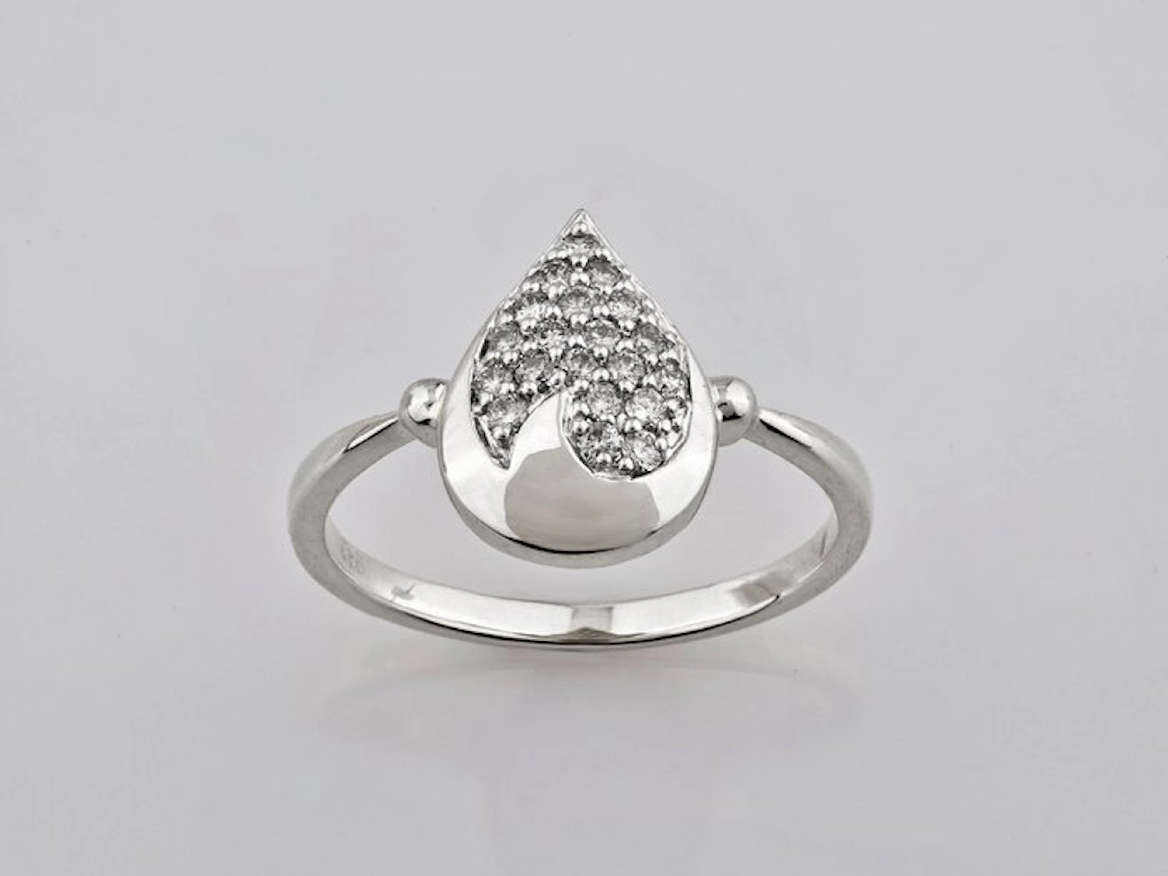 Ring - 14 kt. White gold - 0.22ct. tw. Diamond (Natural)