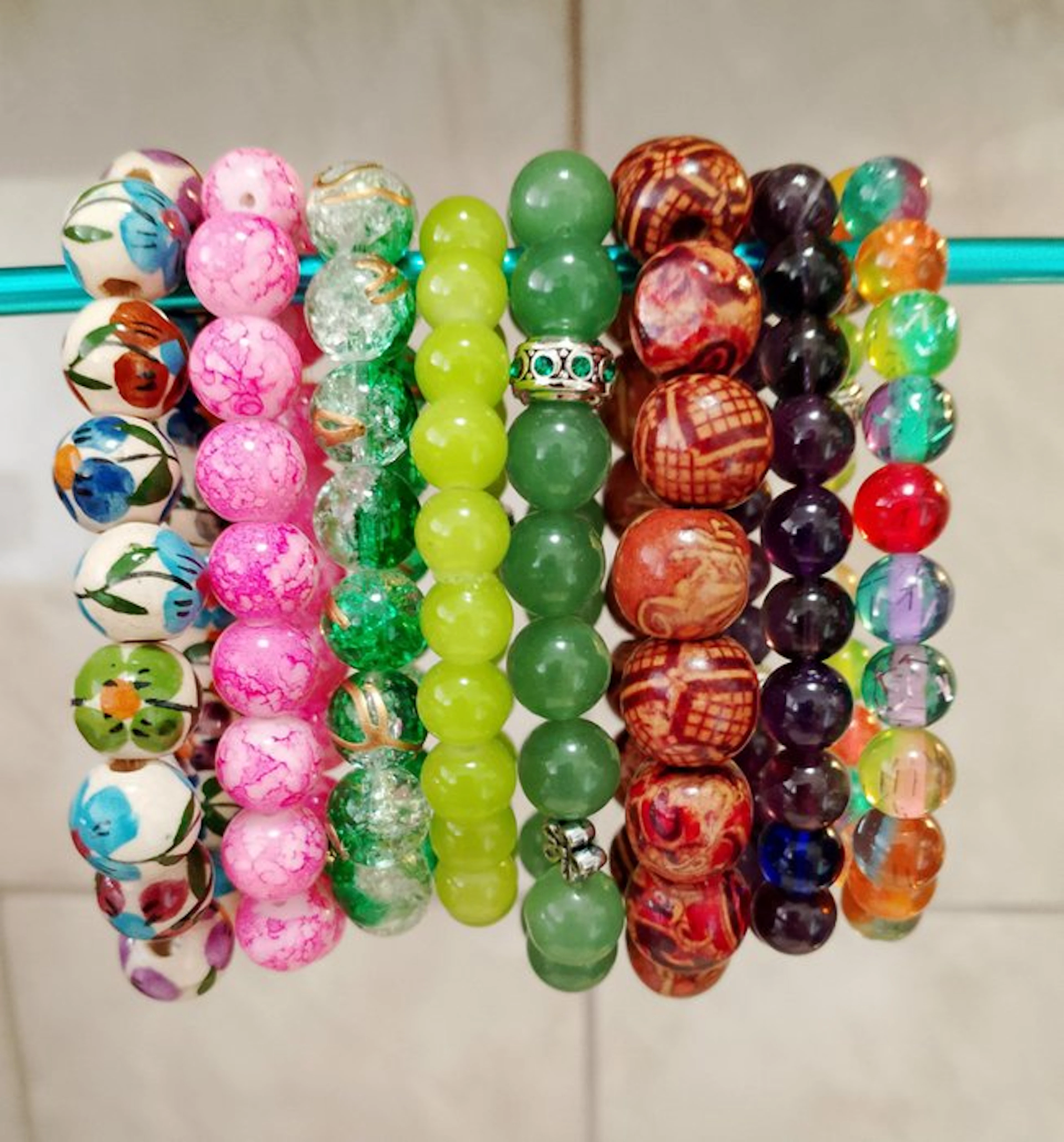 Buddhist Meditation Bracelets with Rhodonite