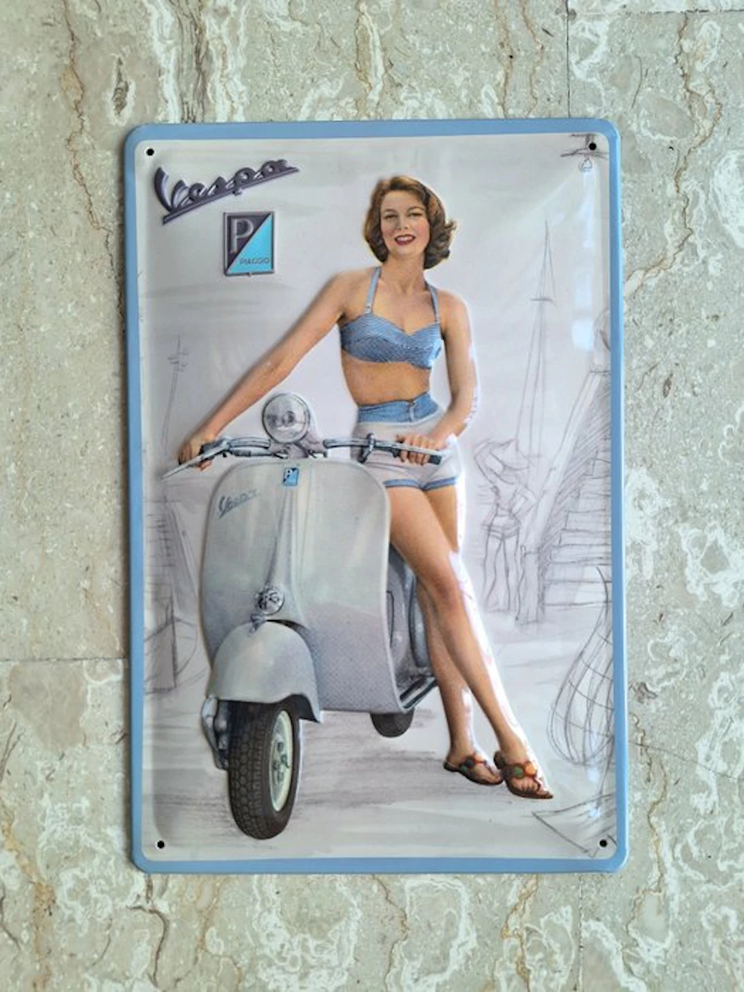 Piaggio, Vespa - Vespa pin-up - Advertising sign - Metal