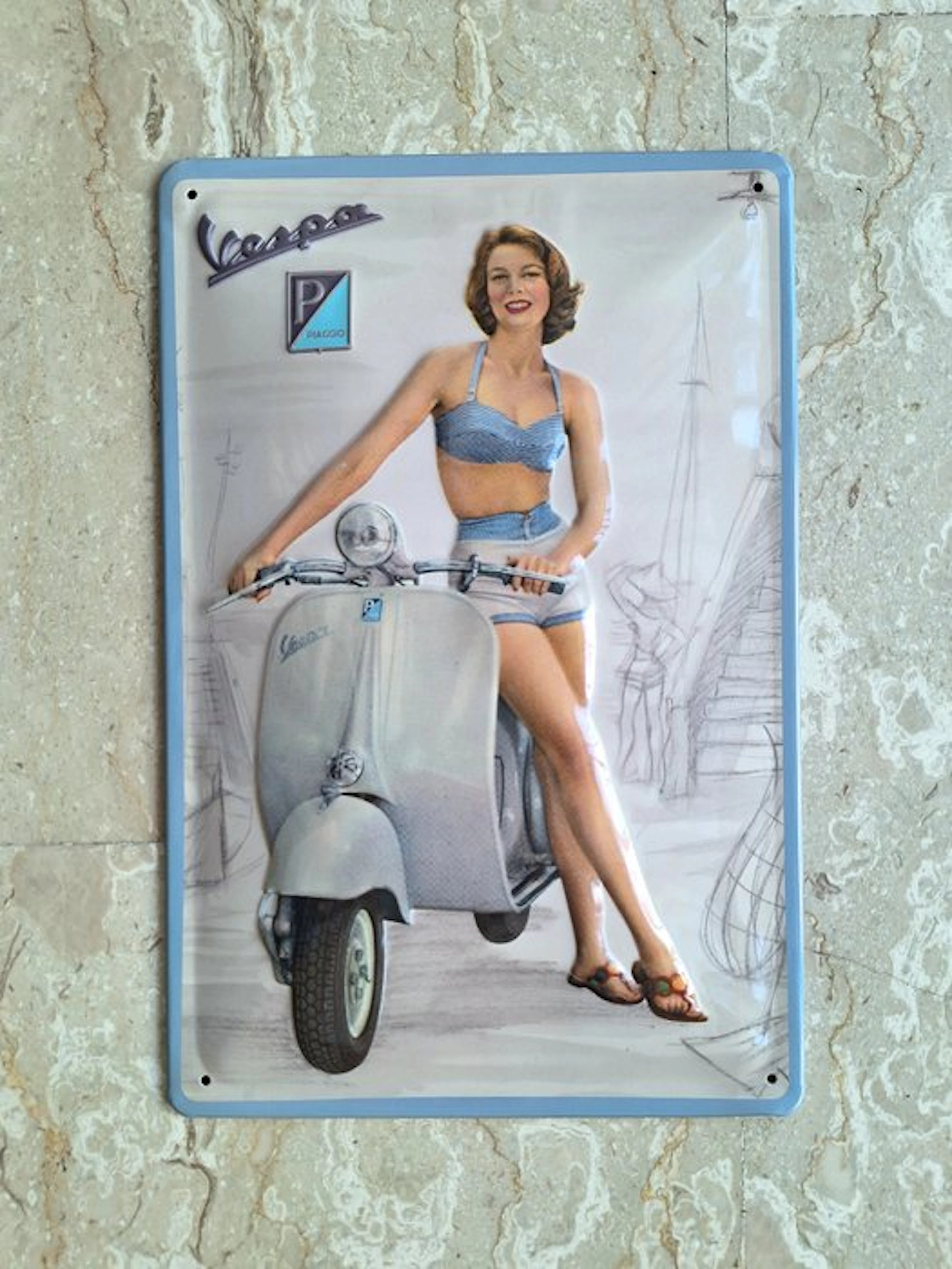 Piaggio, Vespa - Vespa pin-up - Advertising sign - Metal