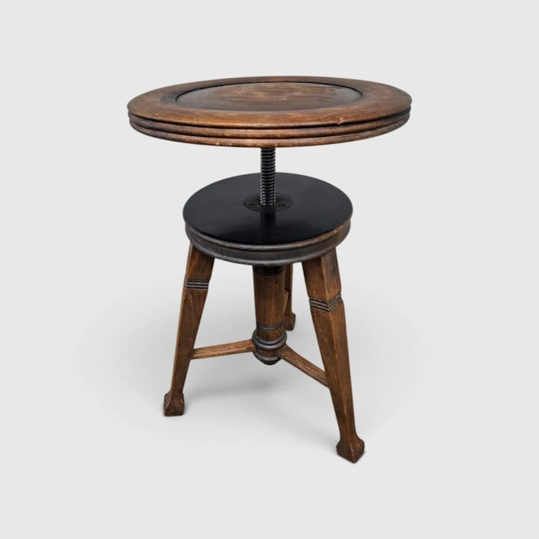 Stool - Oak - Oak leather piano stool