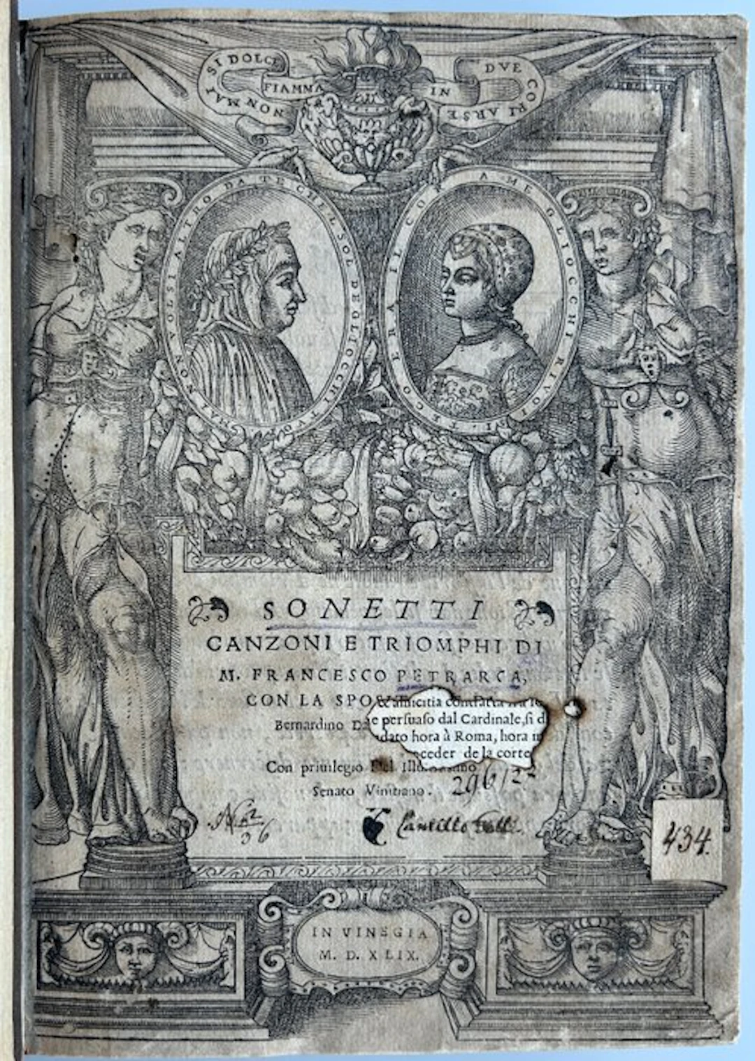 Petrarca - Sonetti canzoni e triomphi di M. Francesco Petrarca - 1549
