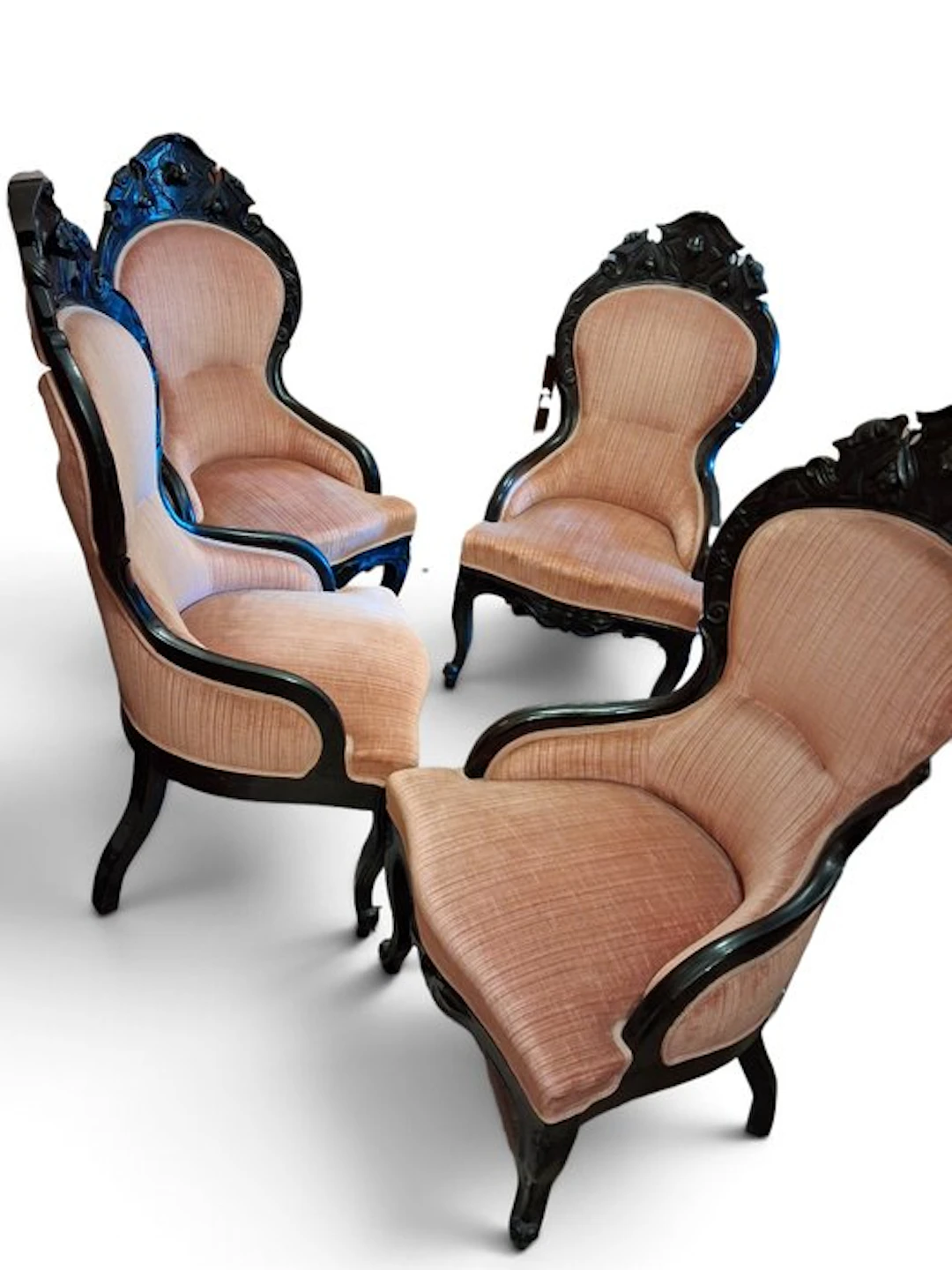 Chair (4) - Wood, Velvet - Four armchairs salot