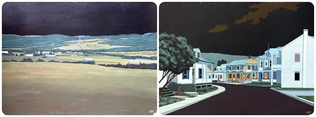 Louis Haché (1922-2013) - Deux paysages sous ciel noir