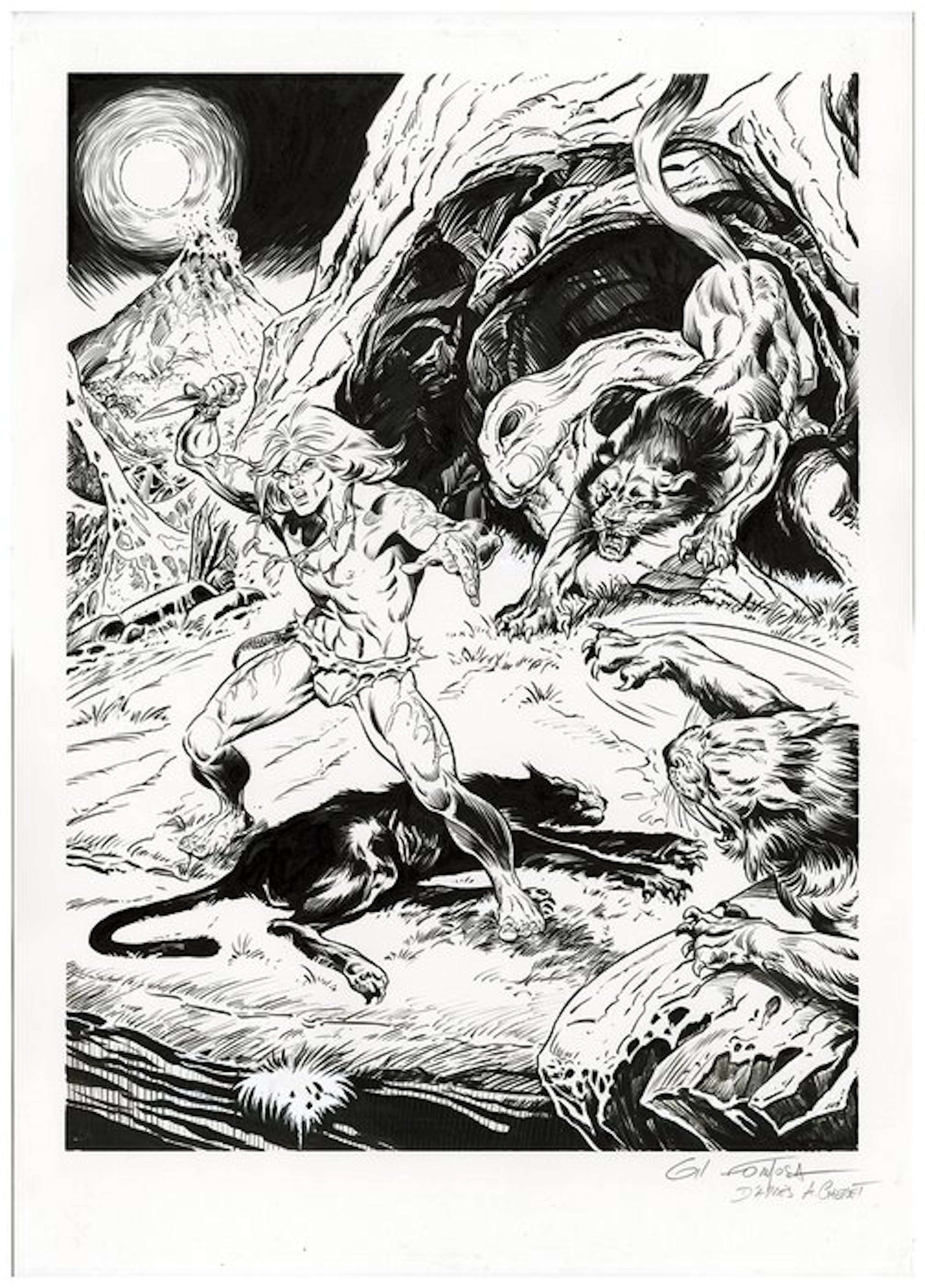 Formosa, Gil - 1 Original drawing - Rahan - Rahan vs Goracks