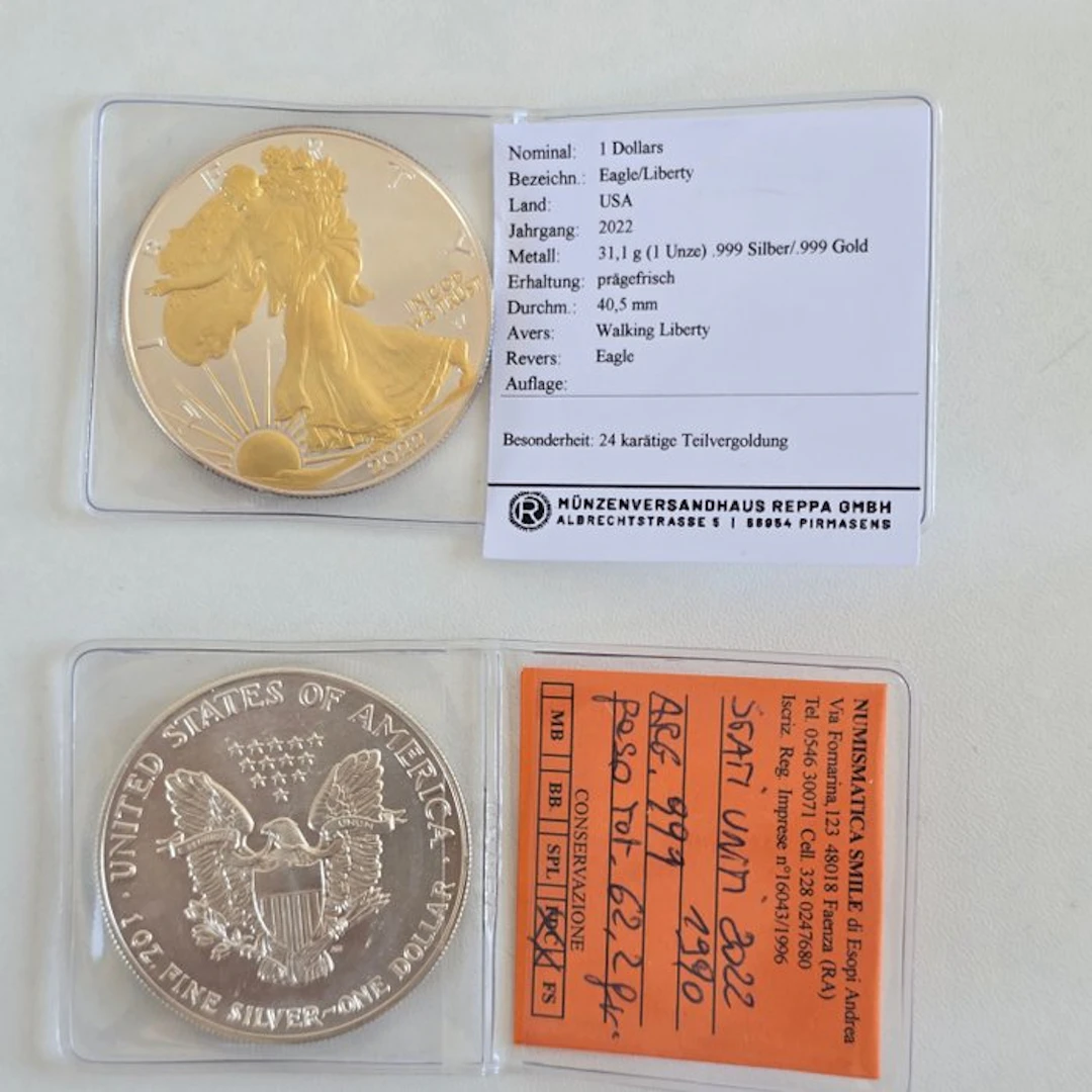 United States. 1 Dollar 1990/2022, 2 x 1 Oz (No reserve price)