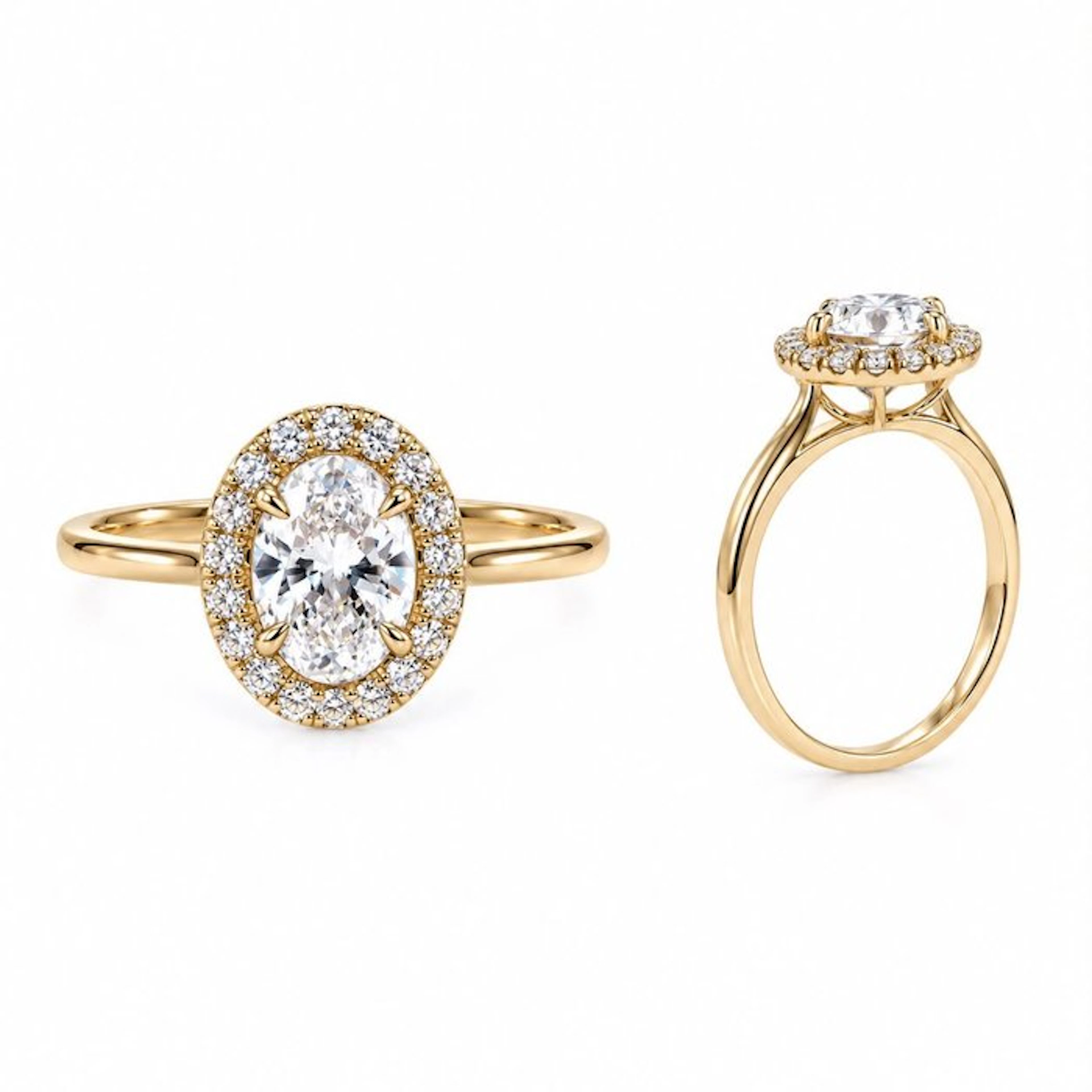 No reserve price - Ring - 14 kt. Yellow gold - 1.08ct. tw. Diamond (Lab-grown)