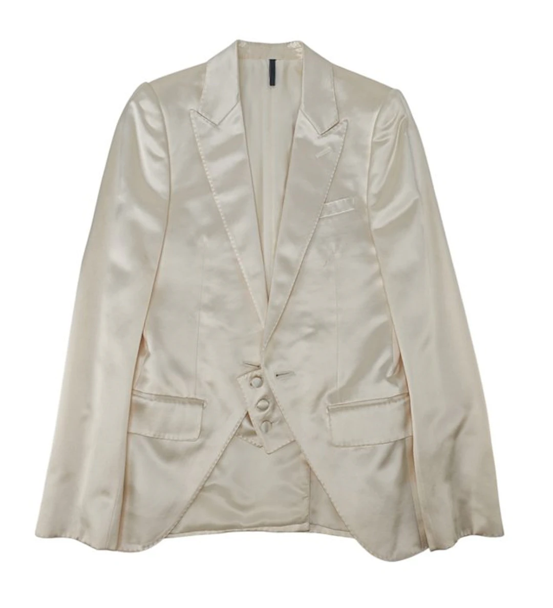DIOR - 38 IT – Blazer "Smoking" Satin White Cotton Silk - Blazer -