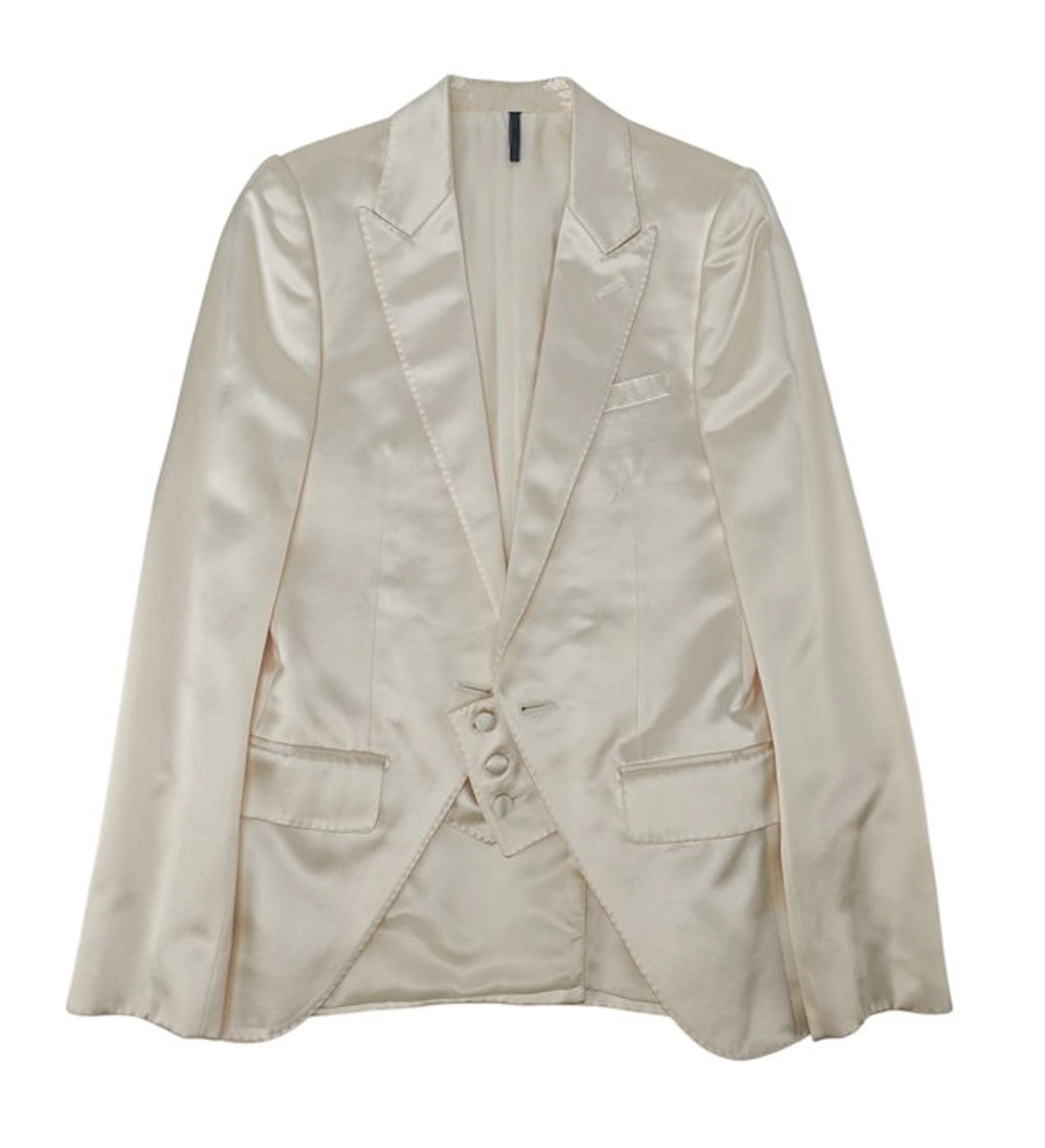 DIOR - 38 IT – Blazer "Smoking" Satin White Cotton Silk - Blazer -