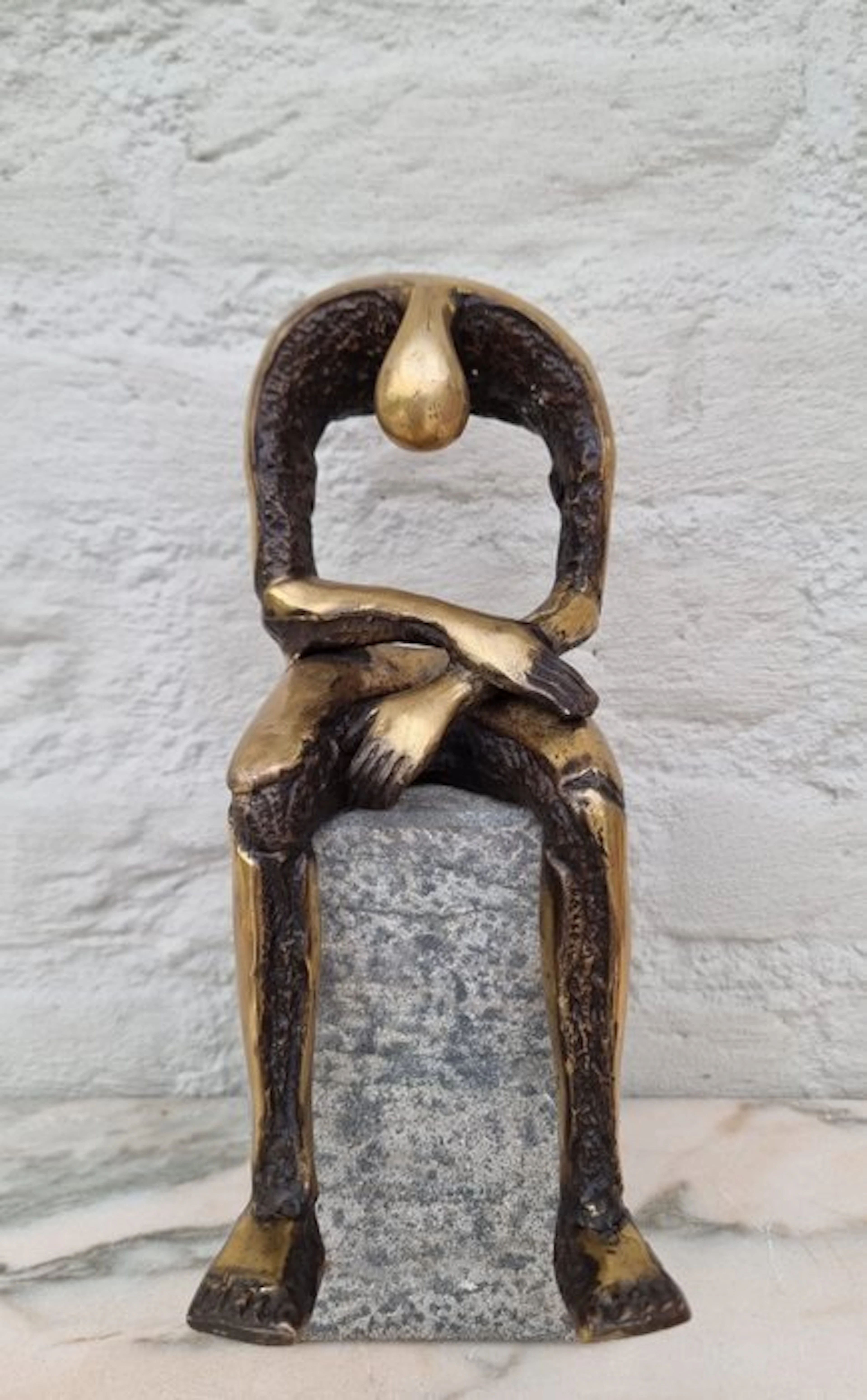 Figurine - Beeldje - Emotioneel kunstwerk - abstracte rouw - Brons - Bronze