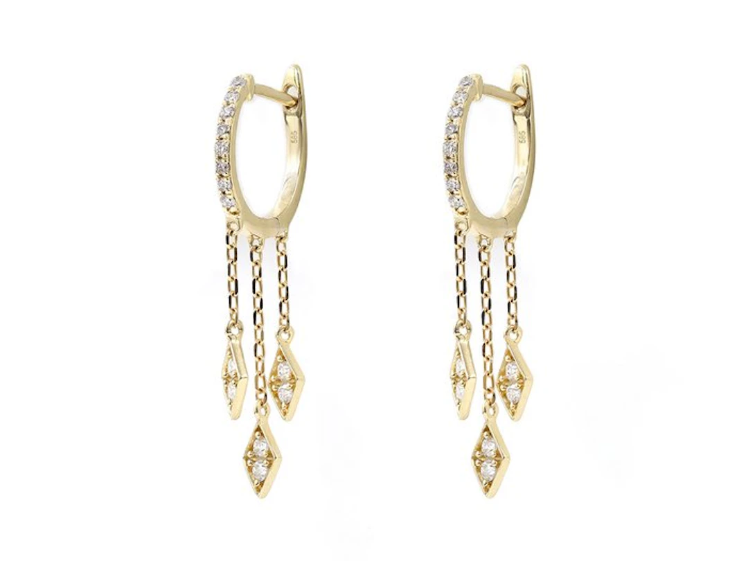 No reserve price - Earrings - 14 kt. Yellow gold - 0.32ct. tw. Diamond