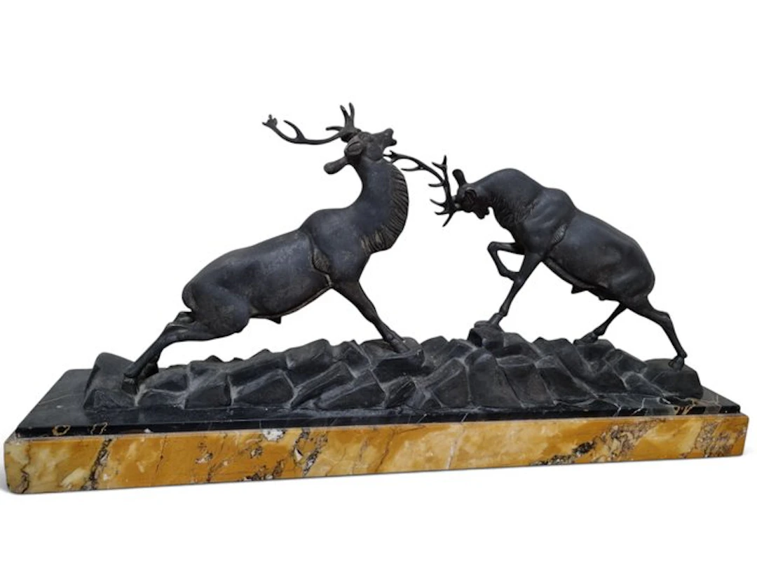 Irene Rochard - Sculpture, Cerfs - 34 cm - Spelter - 1920